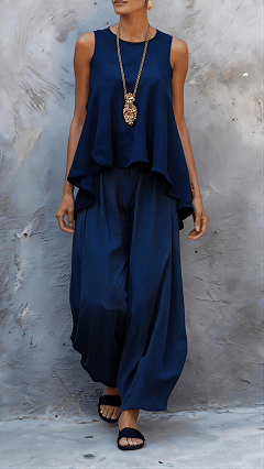 Women's Casual Two-Piece Set: Sleeveless Top & Loose Wide-Leg Pants - Nordfashionstorm - Women's Clothing, Fashion for You - Nordfashionstorm.com