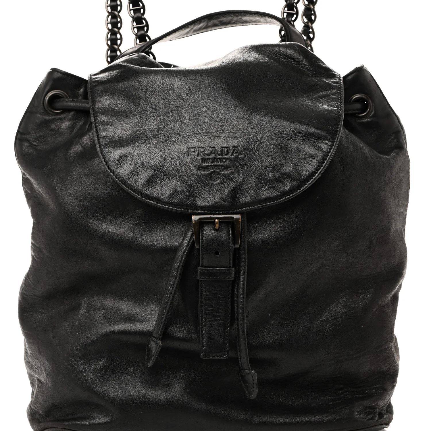 Soft Calfskin Cinch Backpack Black - Top Club