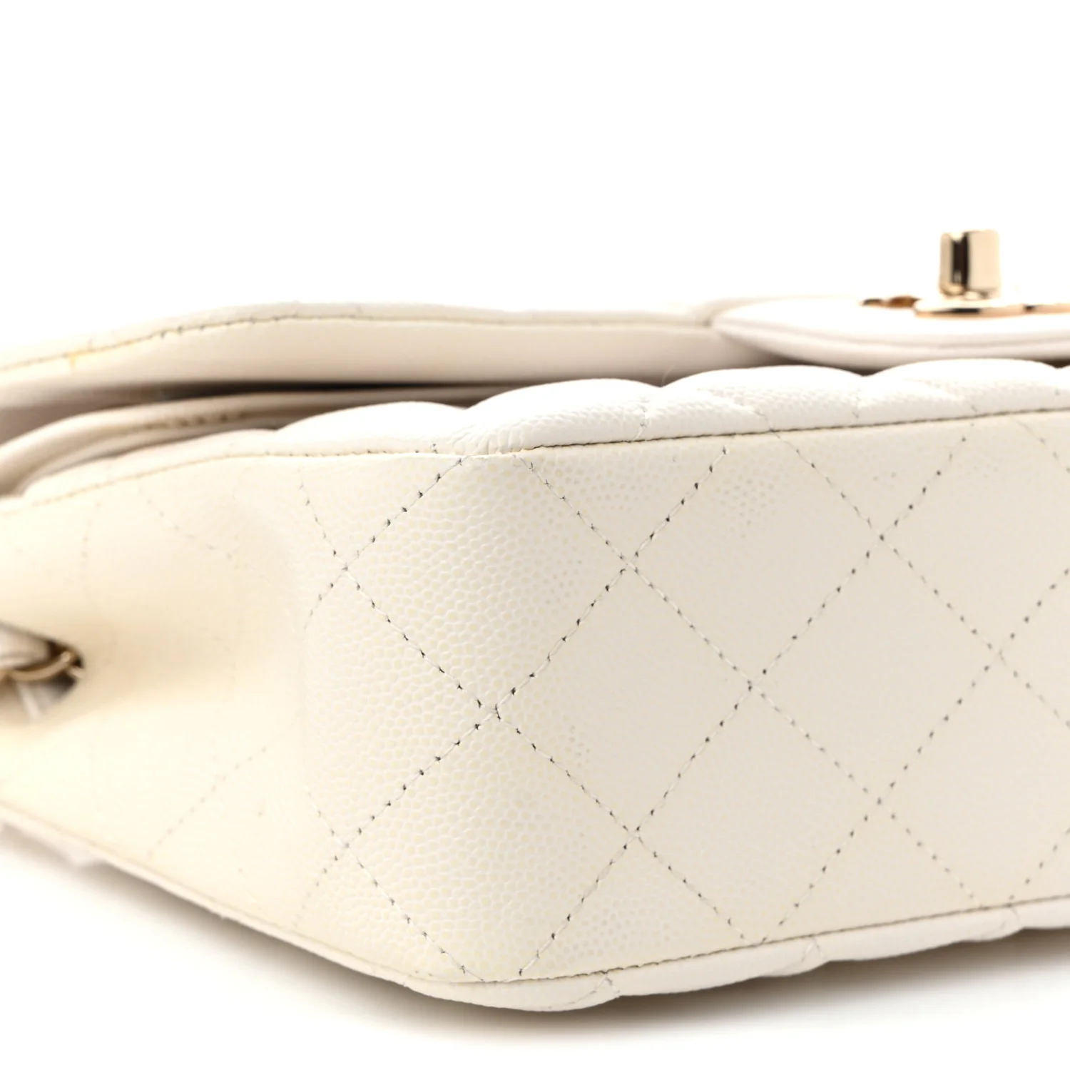 Caviar Quilted Small Double Flap White - Top Club