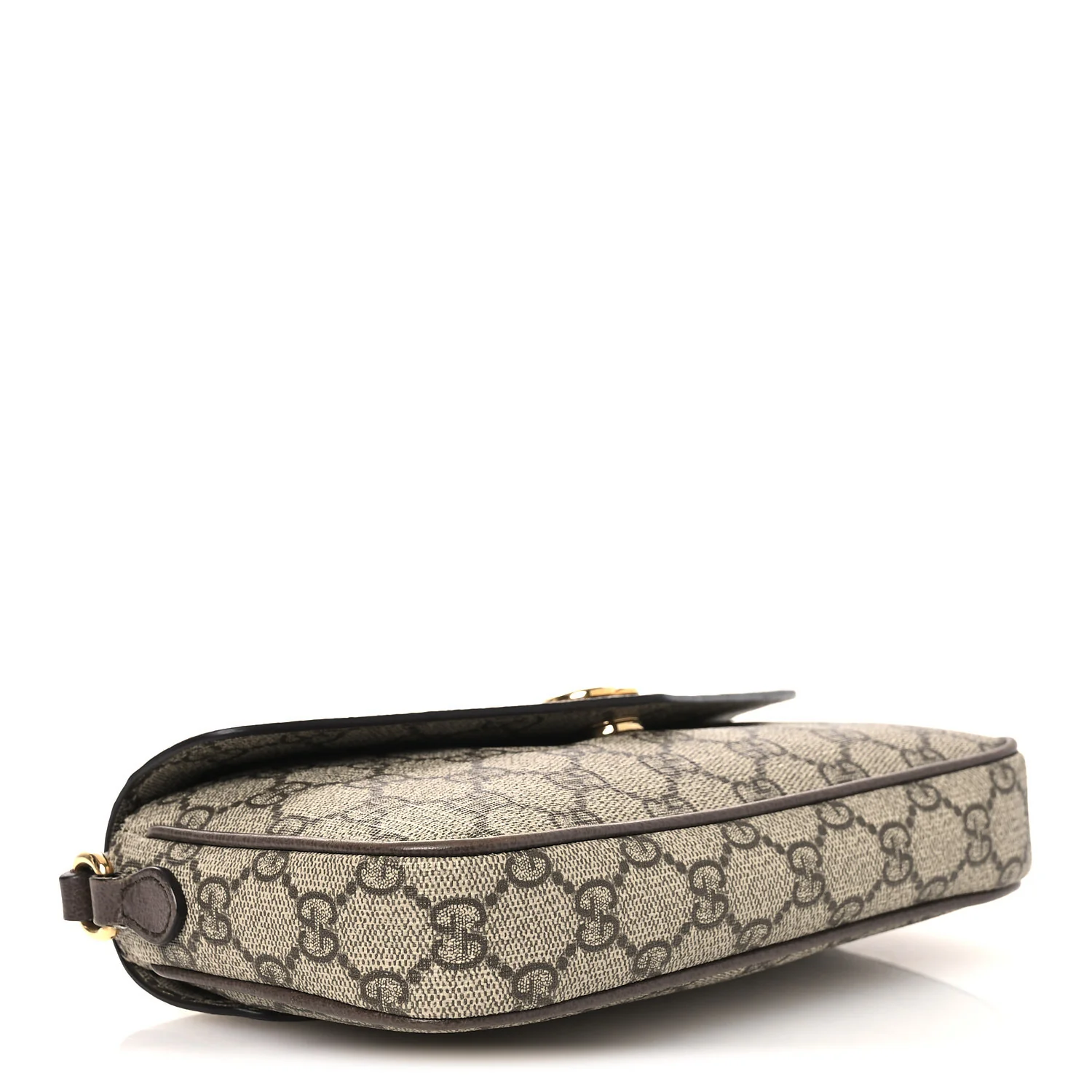GG Supreme Monogram Textured Dollar Calfskin Web Mini Ophidia Envelope Shoulder Bag Beige Ebony - Top Club
