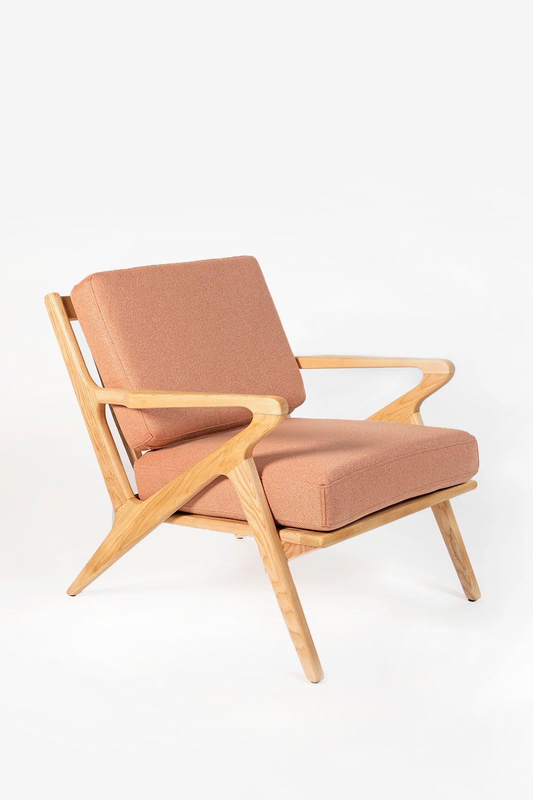 Houten stoel mid century roze