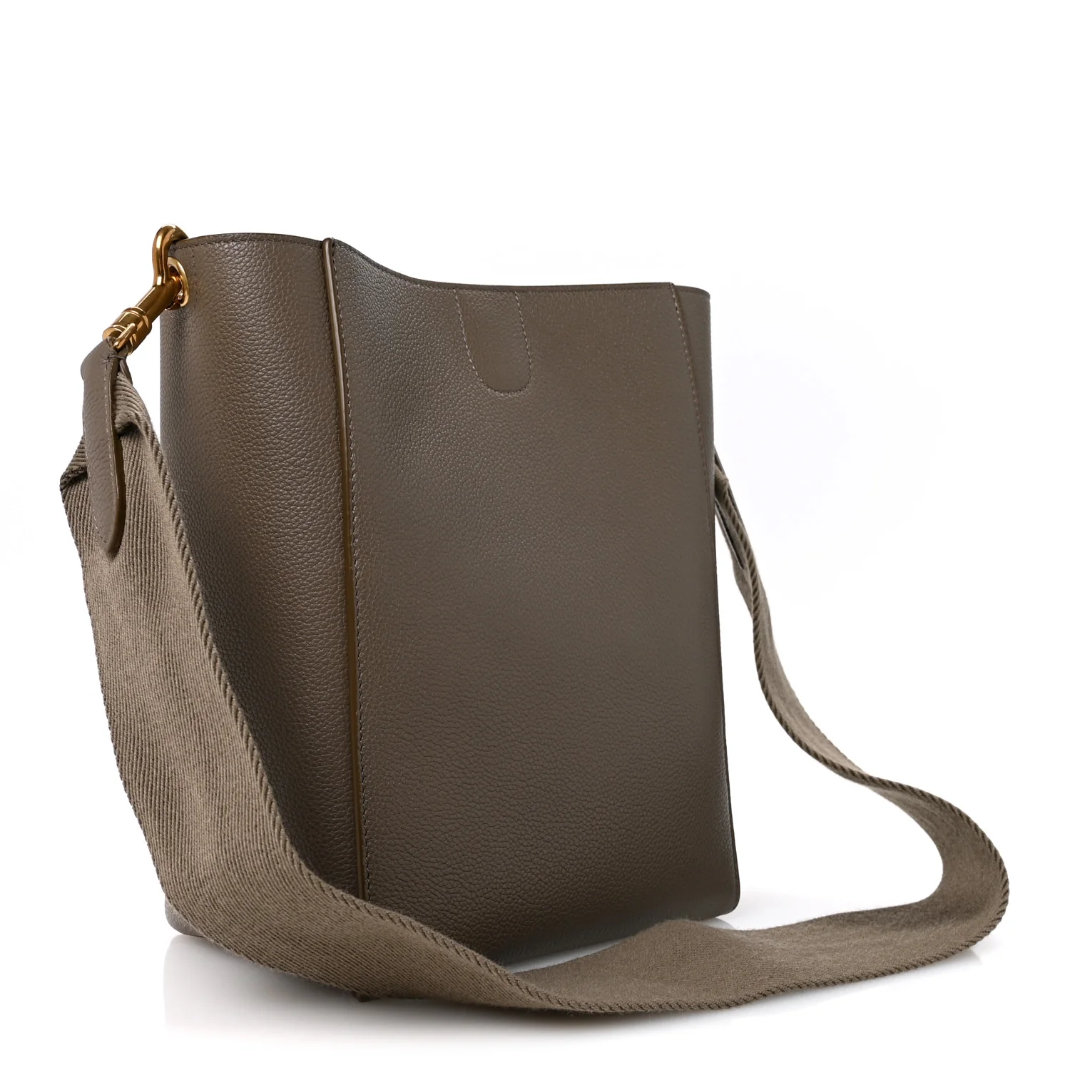 Soft Grained Calfskin Small Sangle Bucket Bag Taupe - Top Club