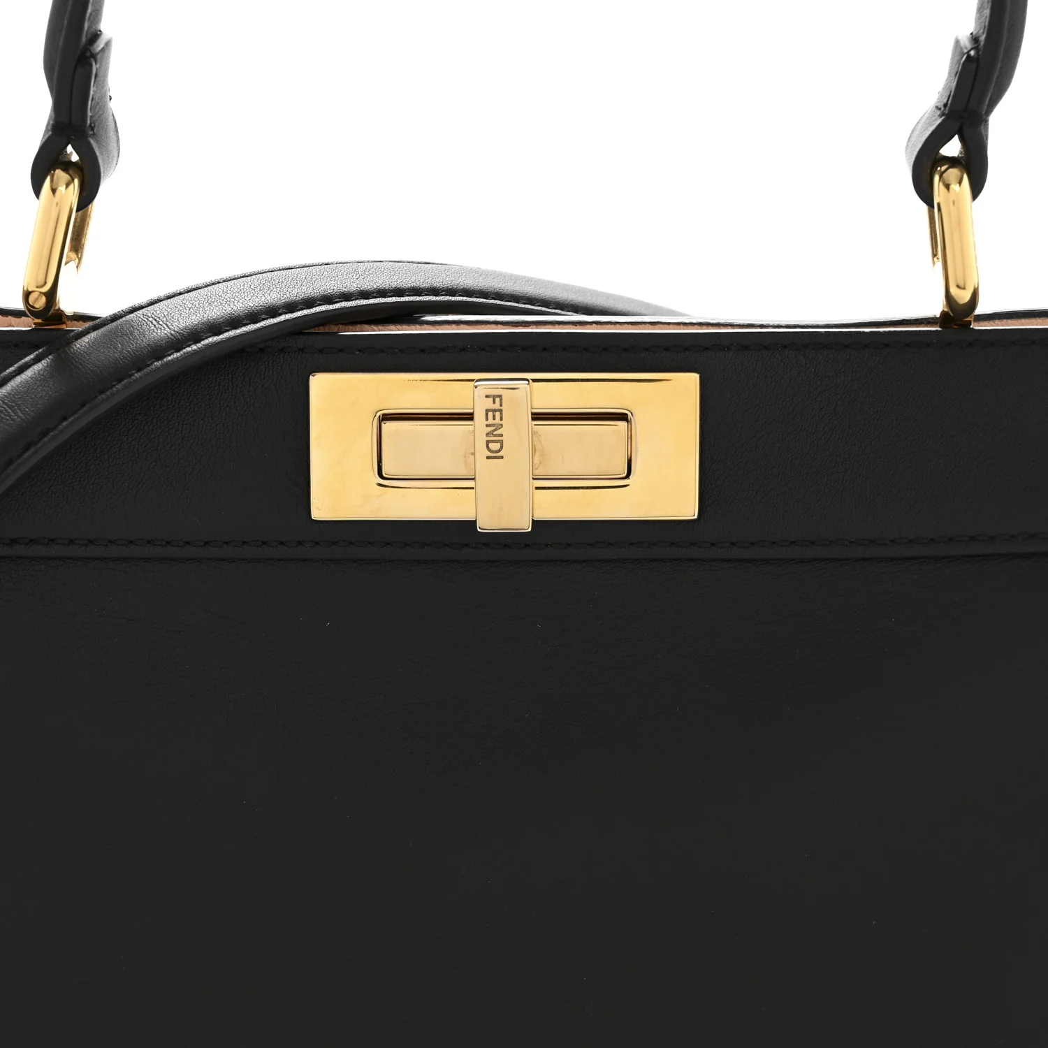 Vitello Seta Shiny Nappa Medium Peekaboo I SEE U Satchel Black Light Rose - Top Club