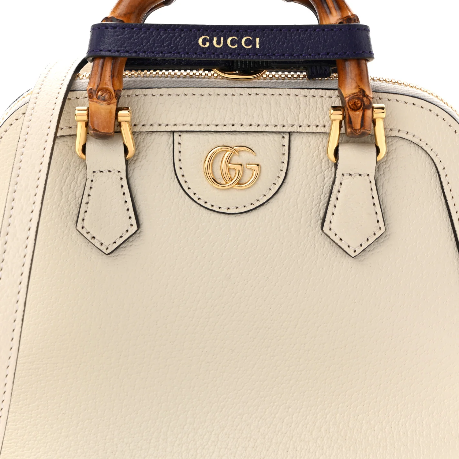 Textured Dollar Calfskin Mini Diana Dome Tote Bag White - Top Club