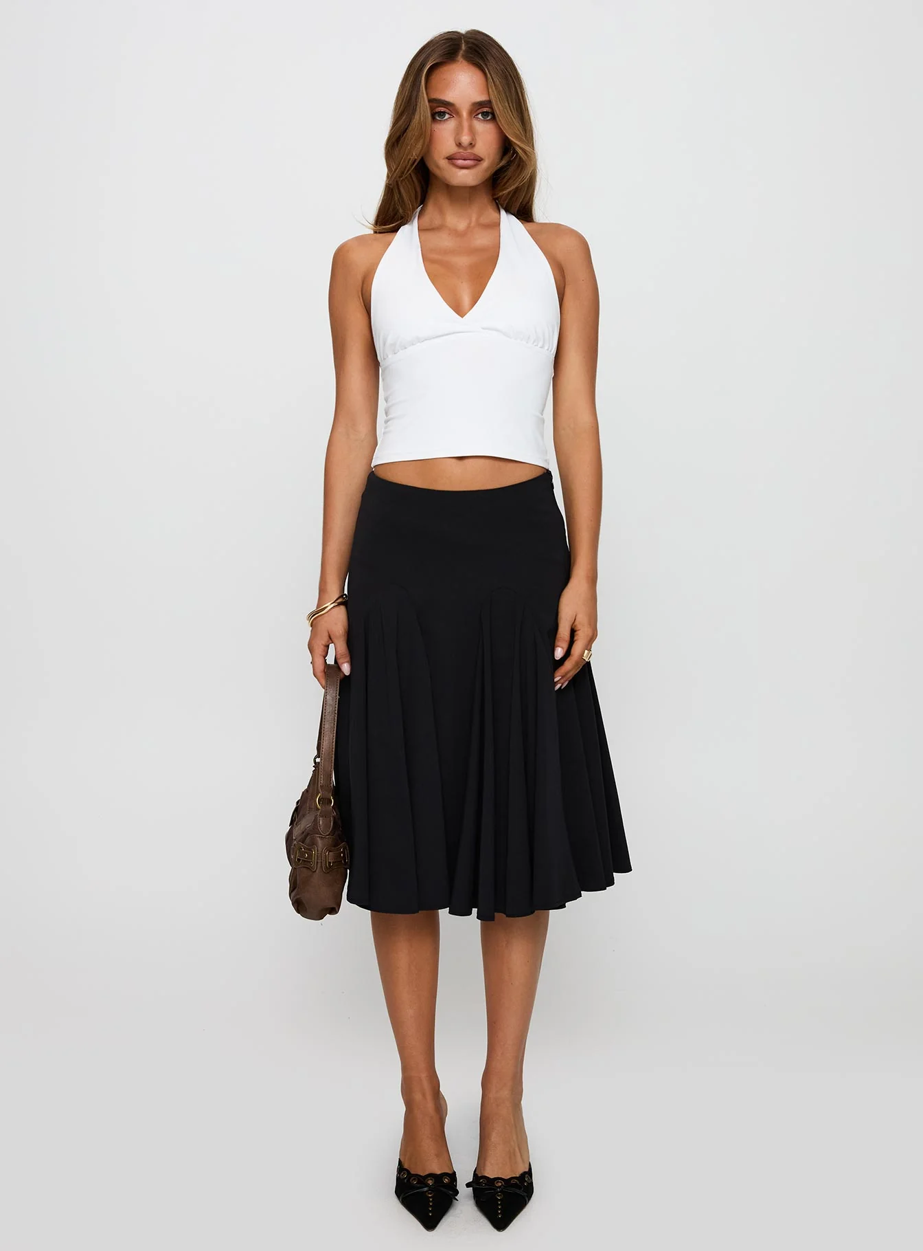 Agnette Low Rise Midi Skirt Black