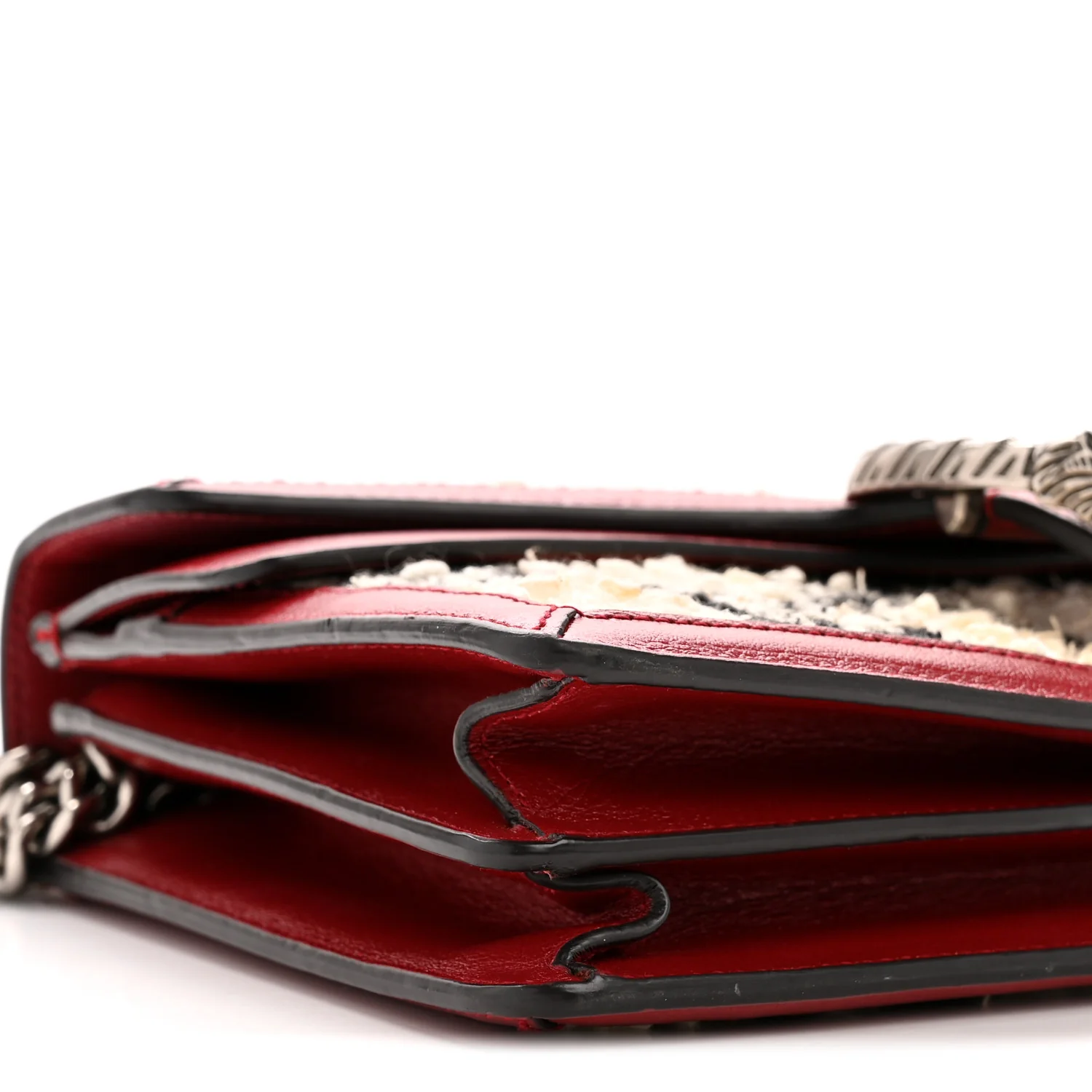 Tweed GG Monogram Small Dionysus Shoulder Bag White Black Romantic Cherry - Top Club