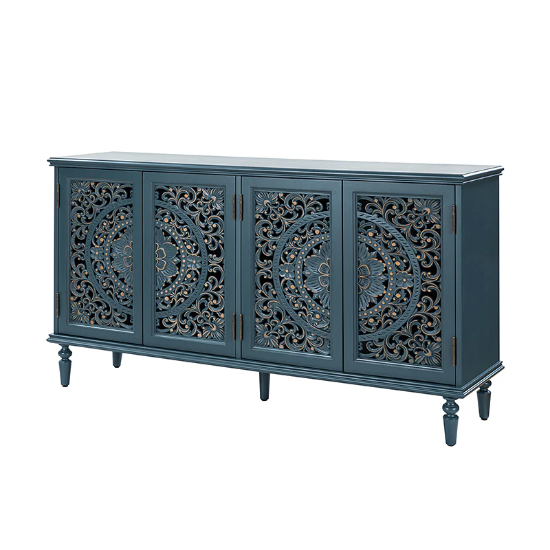 Emathides 63" Solid Wood Sideboard with Lighting & Wine Rack