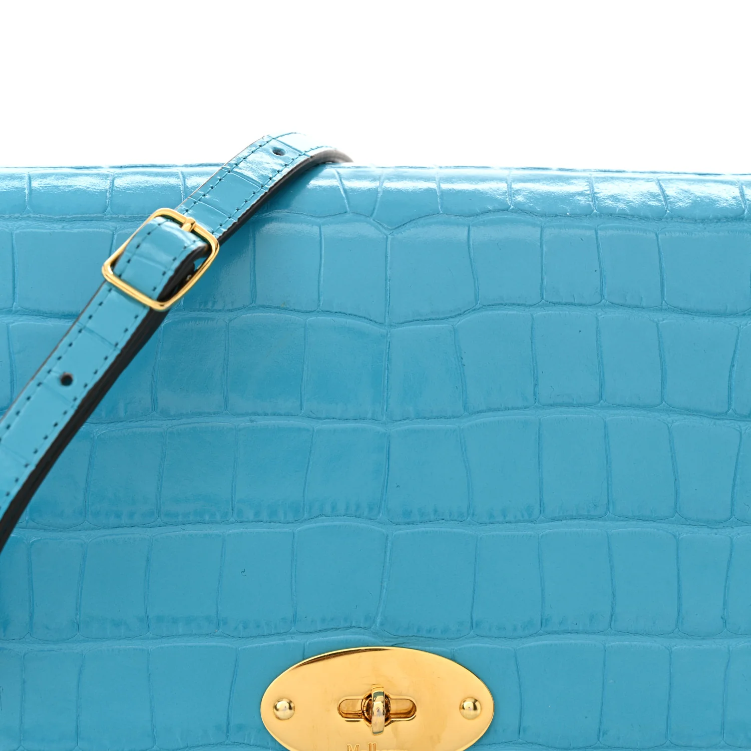 Deep Calfskin Crocodile Embossed Small Darley Azure - Top Club