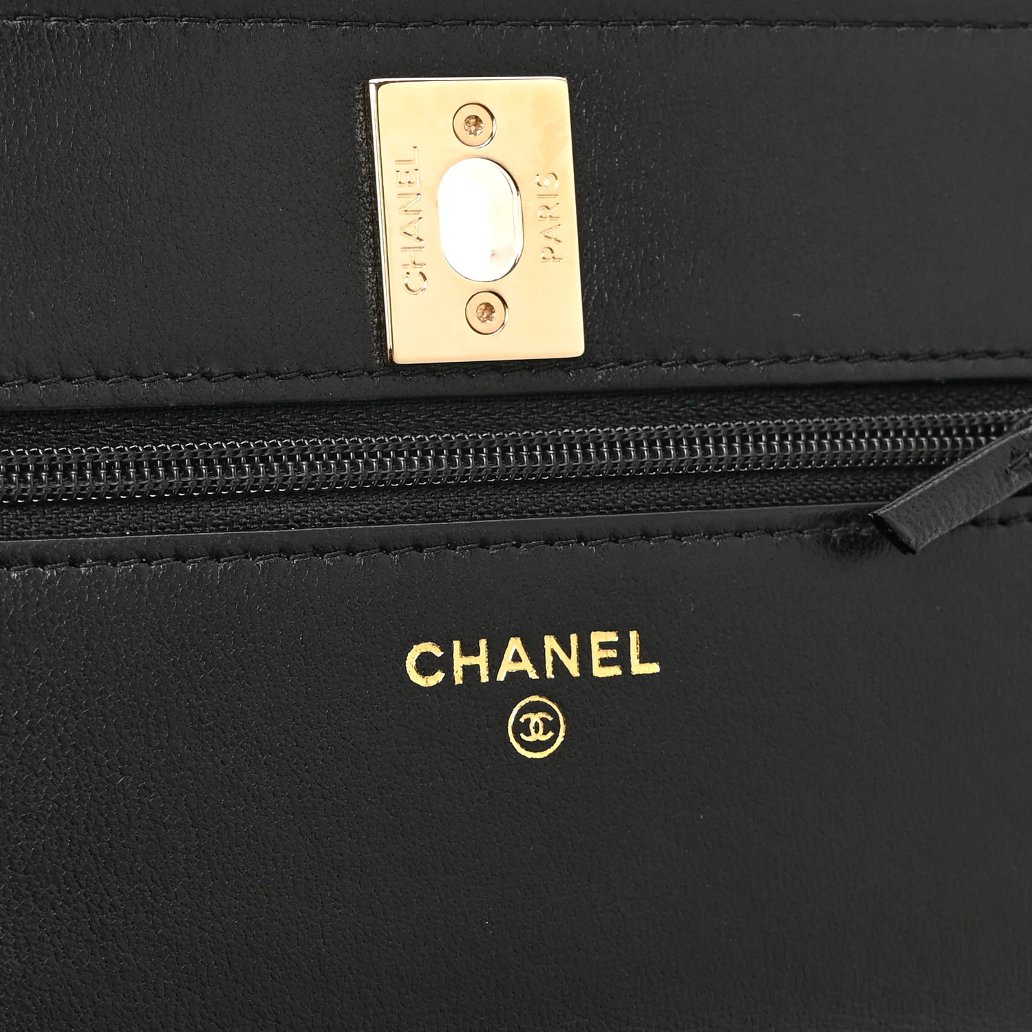 Lambskin Quilted Trendy CC Wallet On Chain WOC Black - Top Club