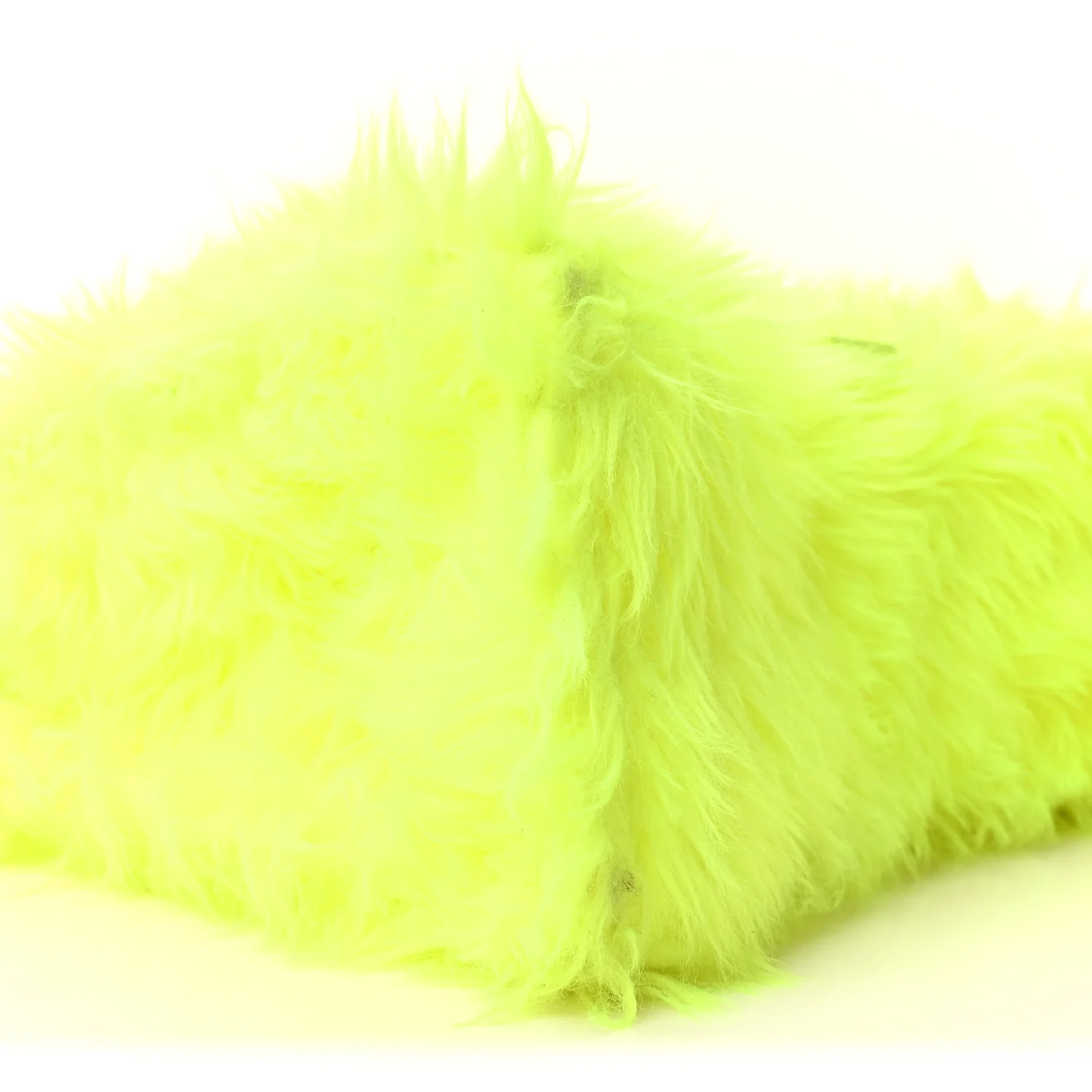 Faux Fur Medium Fluffy Hourglass Top Handle Bag Fluo Yellow - Top Club