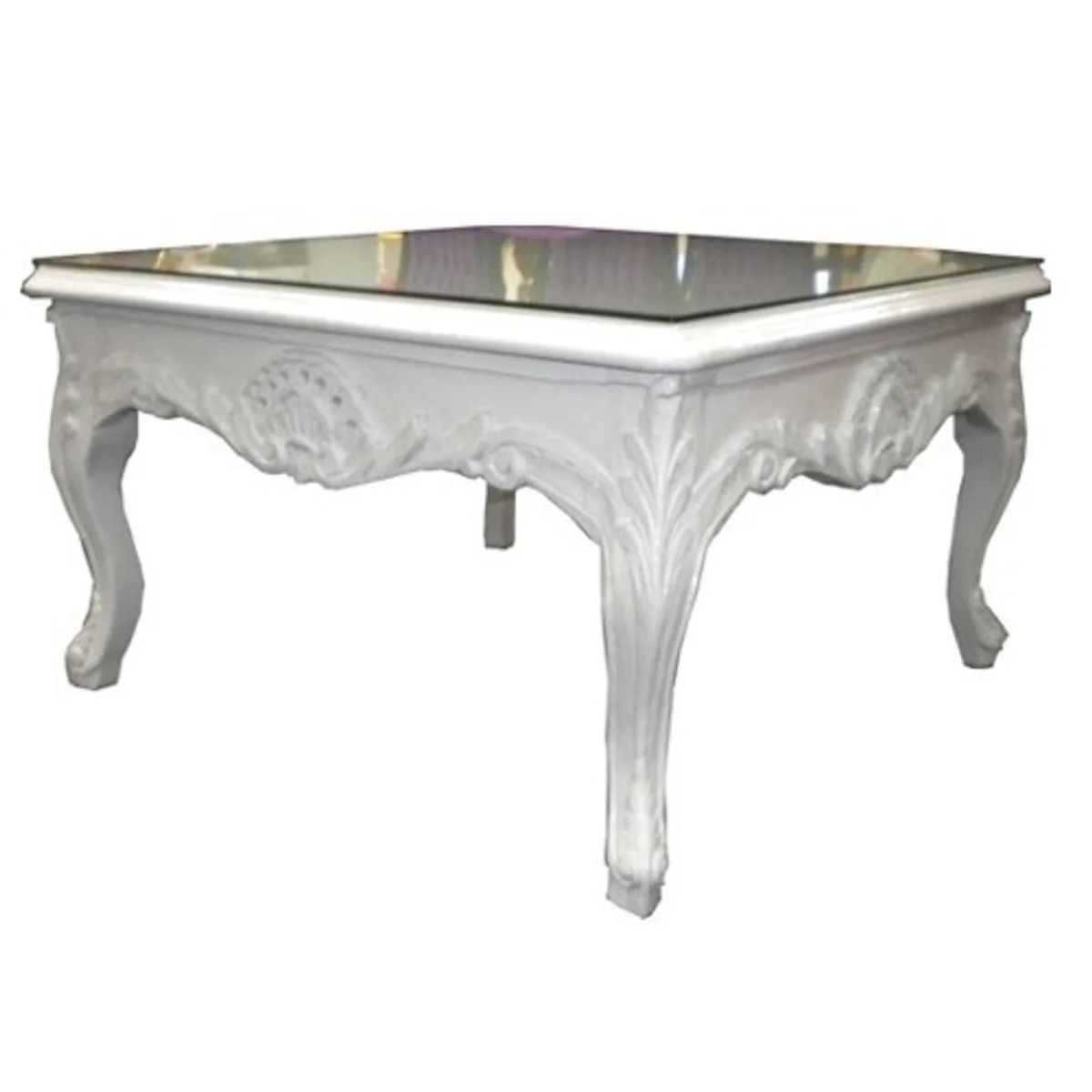 Baroque side table white 80 x 80 cm - coffee table - living room table