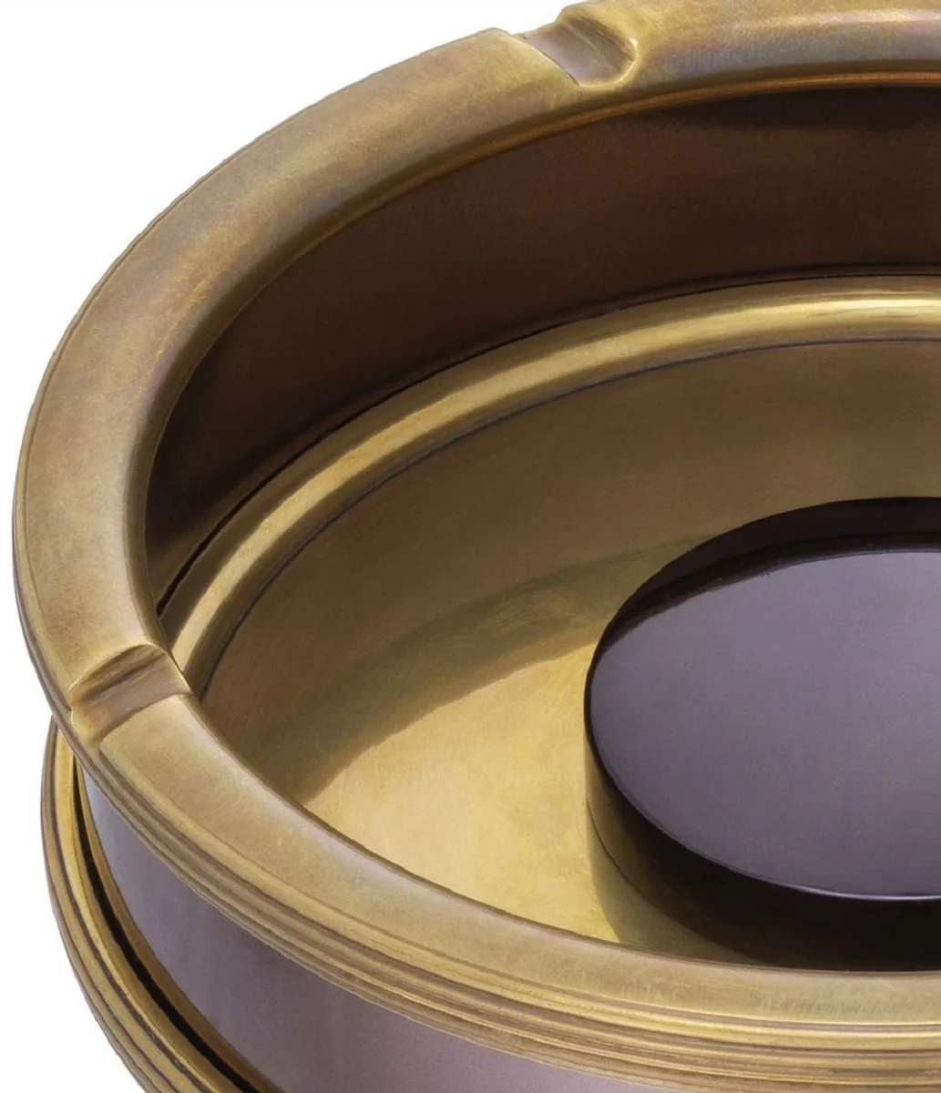 Luxury ashtray vintage brass / bronze Ø 18 x H. 5 cm - Round brass ashtray - Decorative accessories - Luxury quality