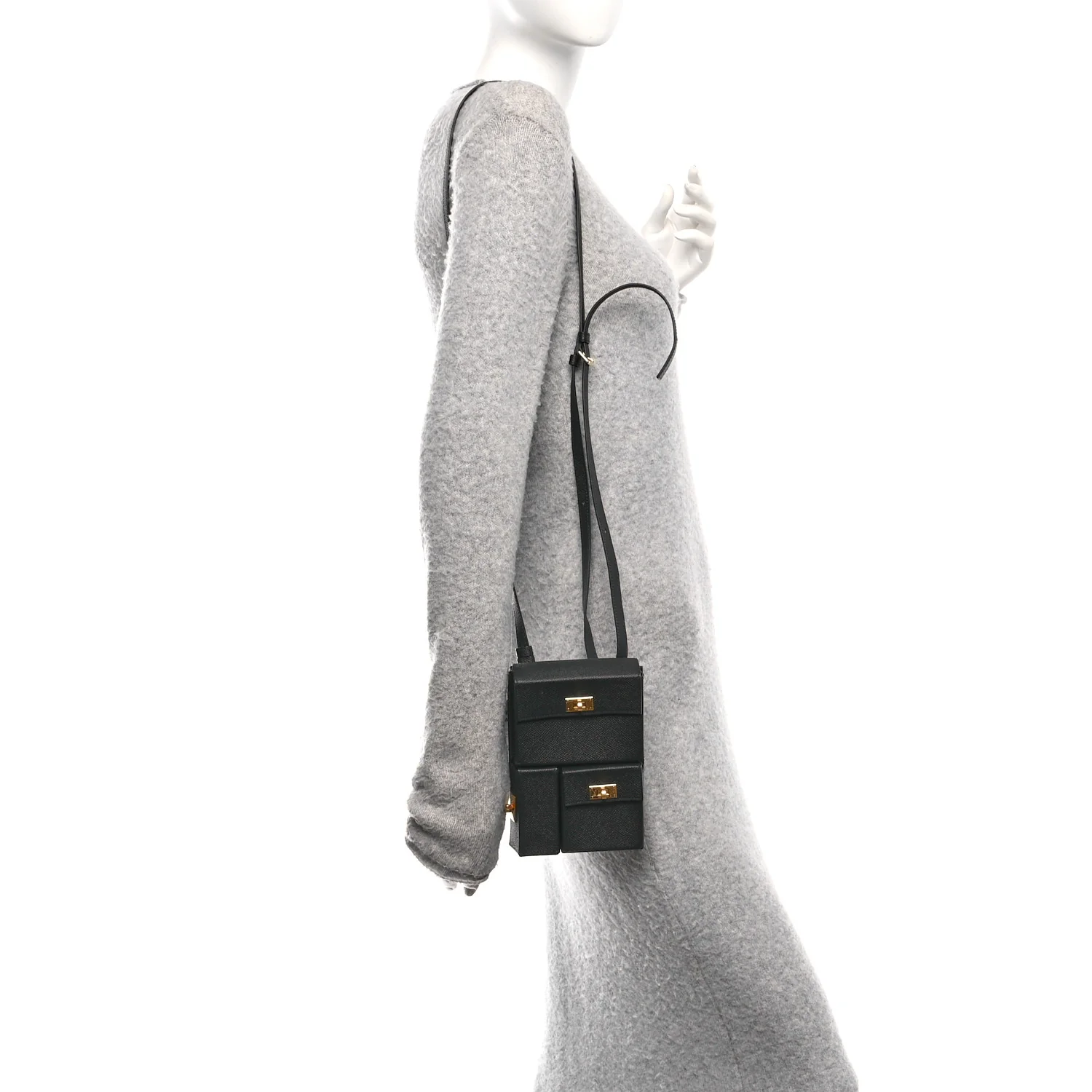 Epsom Kelly Multi Pocket Pochette To Go Black
