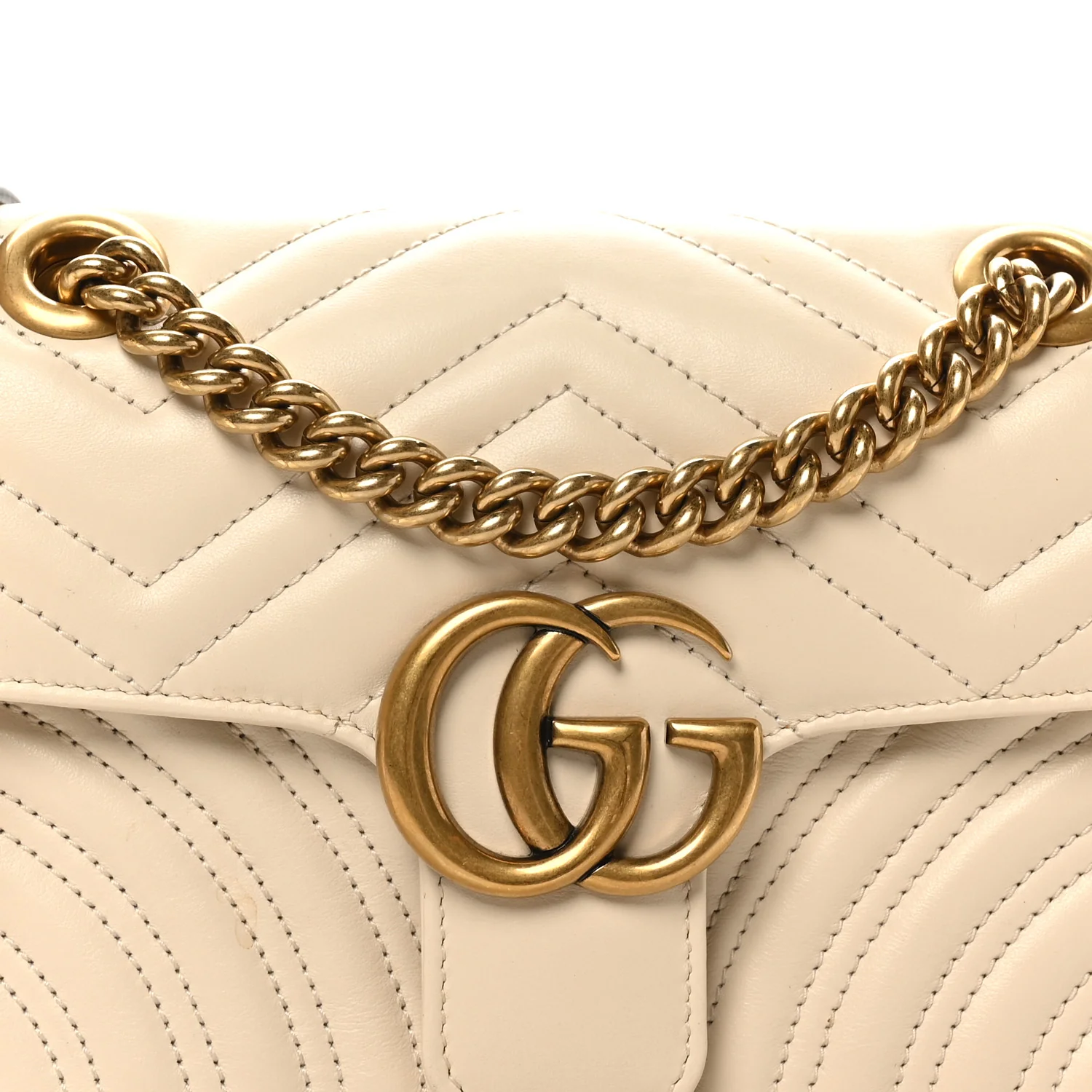 Calfskin Matelasse Mini GG Marmont Shoulder Bag White - Top Club