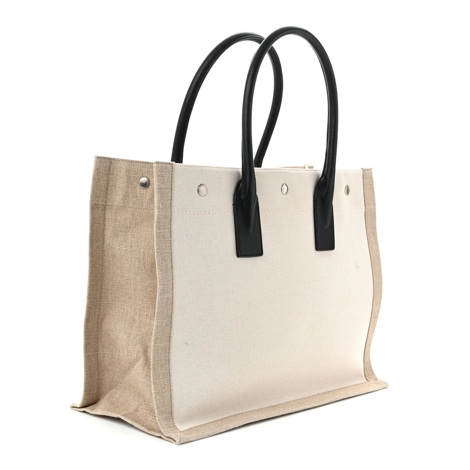 Linen Calfskin Small Rive Gauche Tote Optic White - Top Club