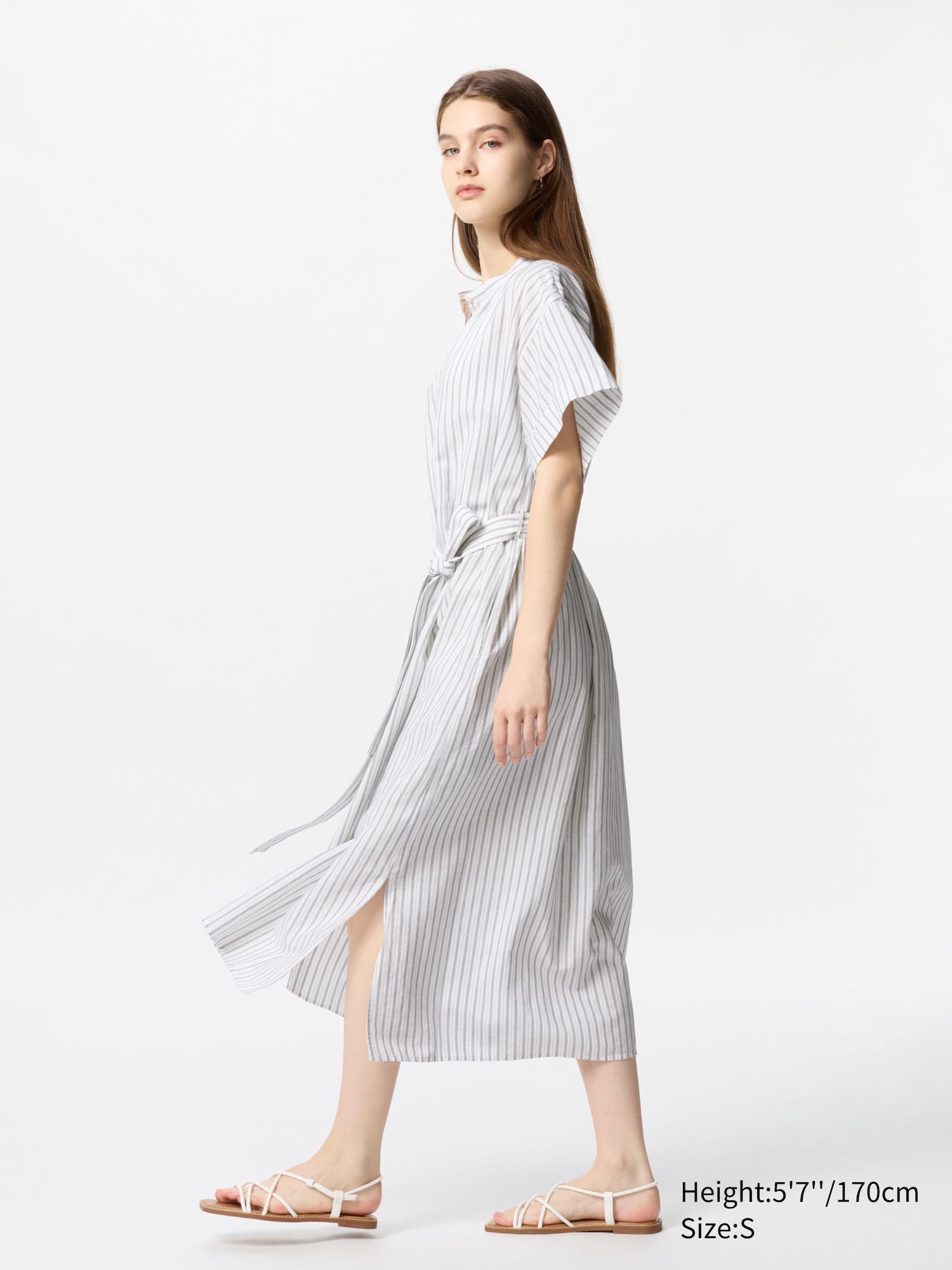 Linen Blend Relaxed Short Sleeve Dress