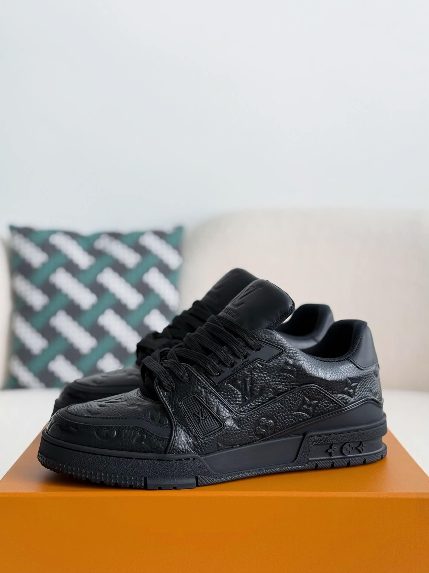 Louis Vuitton LV Monogram Trainer All Black Sneaker - Sneaker Replica Workshop