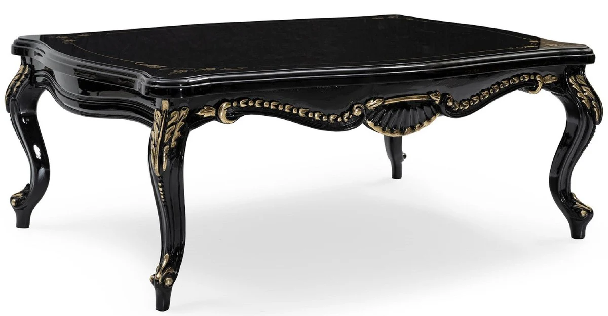 Luxury Baroque Living Room Set Cream / Black / Gold - 2 Sofas & 2 Armchairs & 1 Coffee Table - Handcrafted Living Room Furniture in Baroque Style - Noble & Magnificent