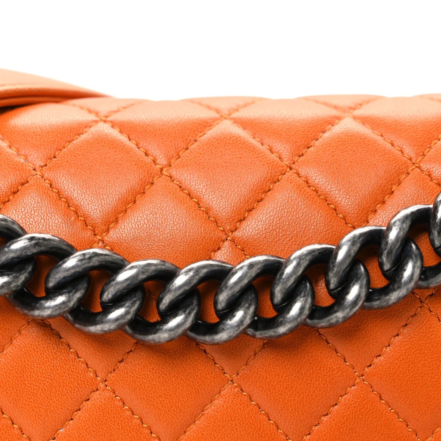 Lambskin Quilted Medium Boy Flap Orange - Top Club