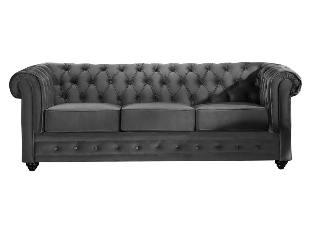 Sofá 3 plazas de terciopelo CHESTERFIELD - Gris antracita