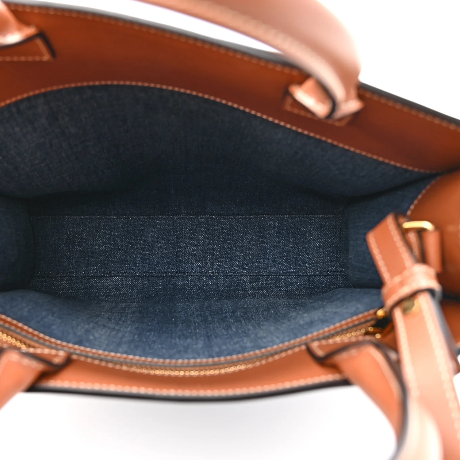 Denim All Over Print Small Vertical Cabas Navy Tan - Top Club