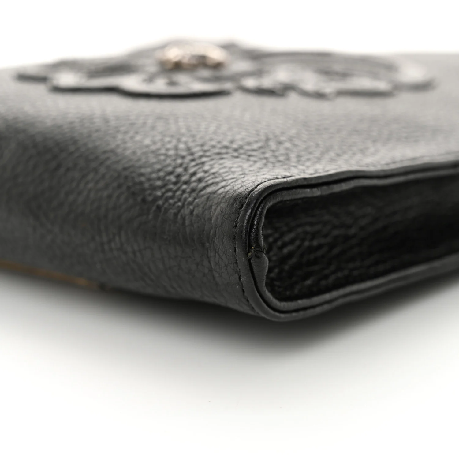 Grained Calfskin Fleur De Lis Square Pocket Crossbody Black - Top Club