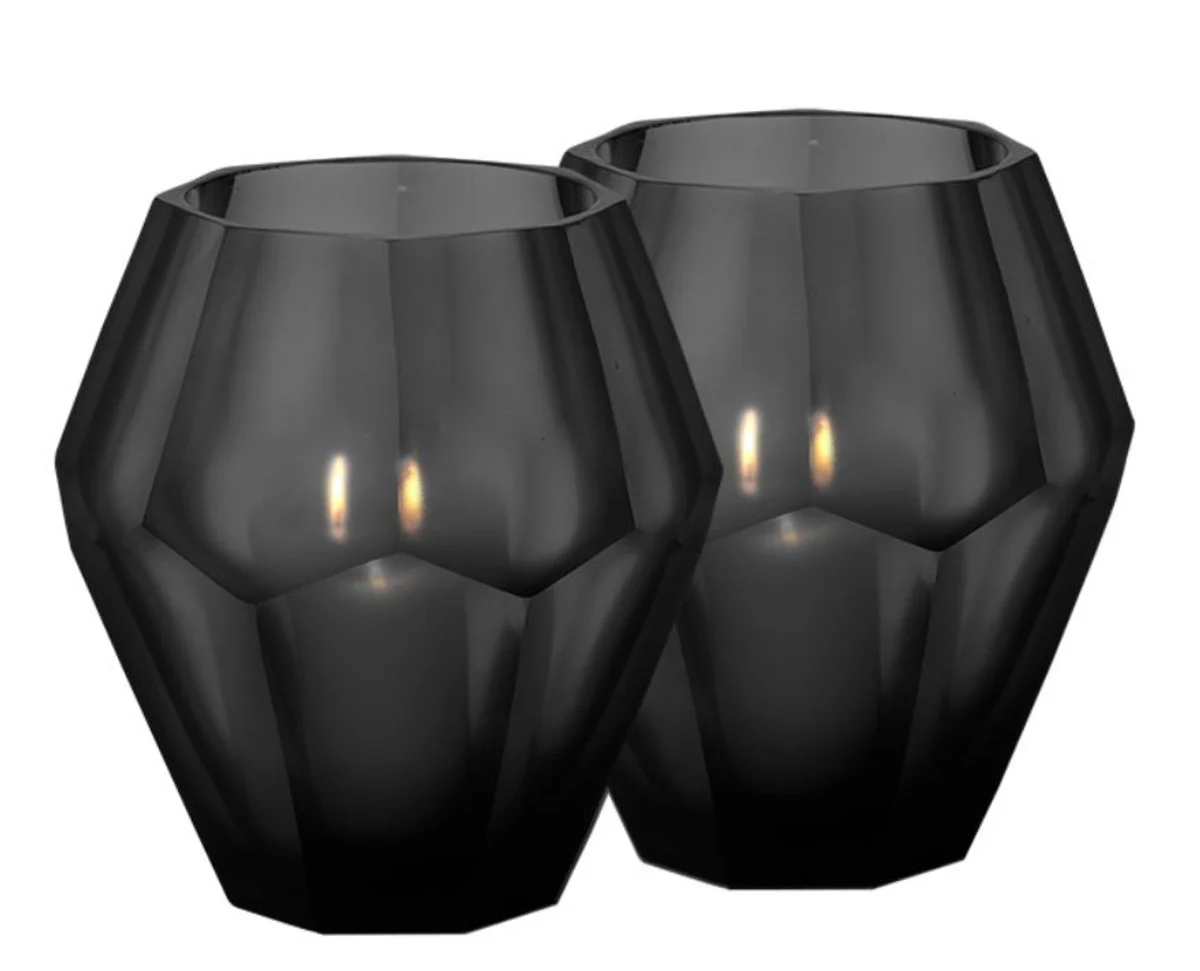 Tealight holder set black 17 x H. 16 cm - luxury quality