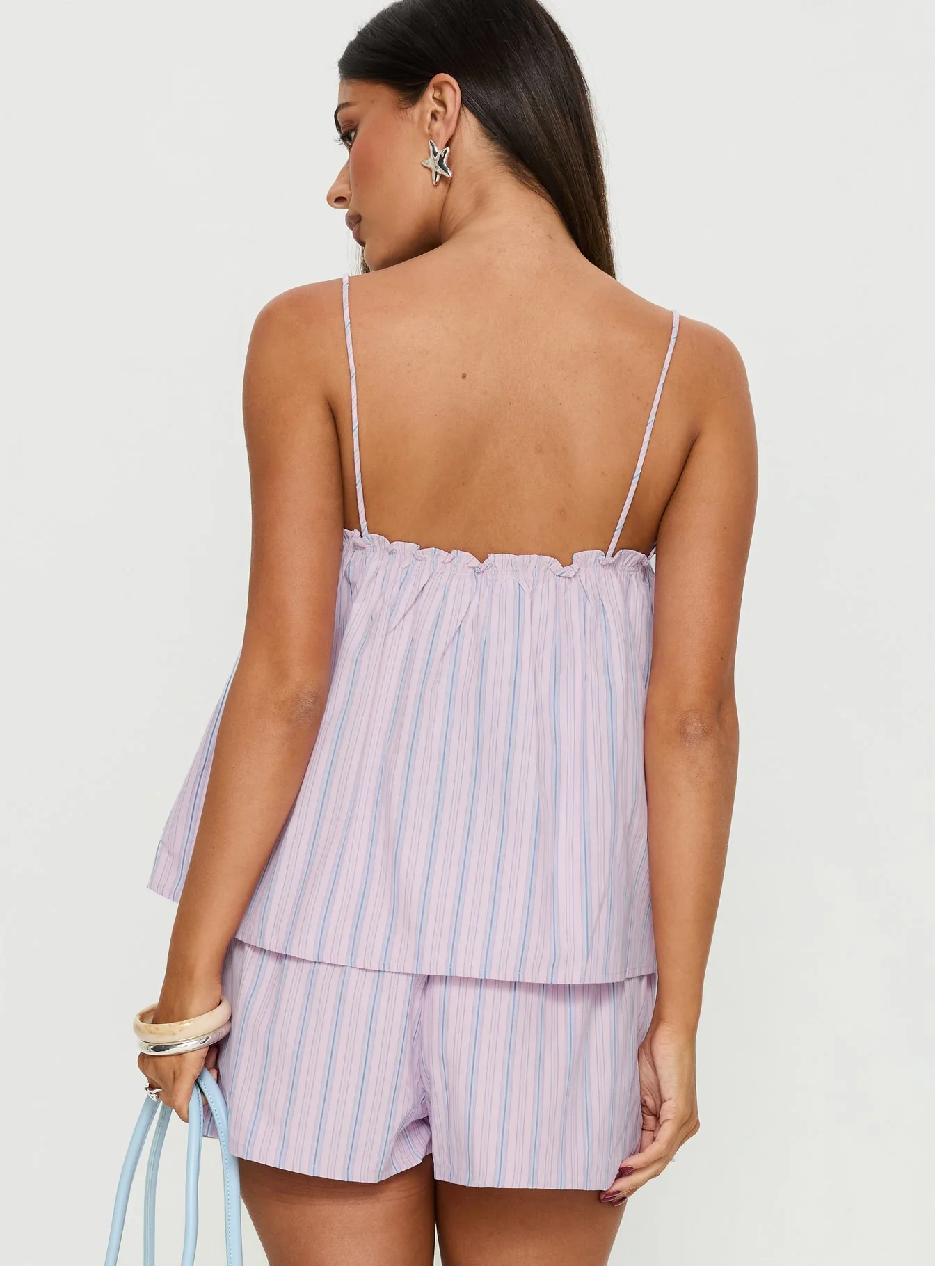 Pepita Flowy Frill Top Pink Stripe