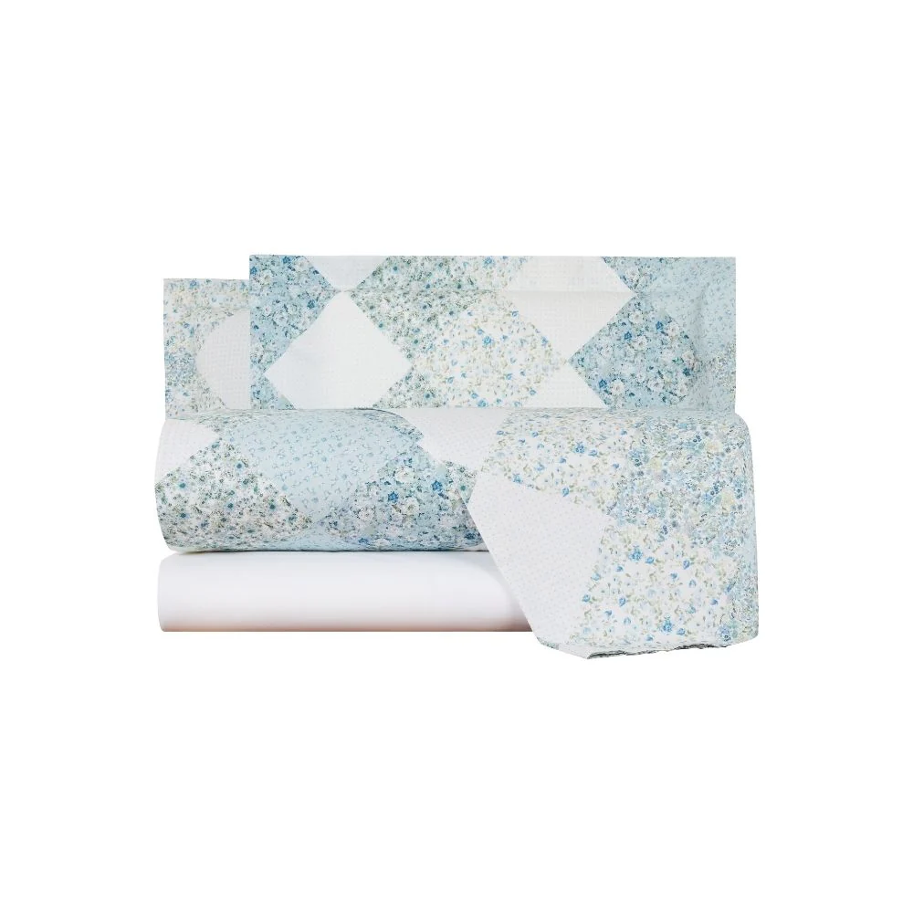 Completo Lenzuola In Percalle Patch-Fleuri' Matrimoniale