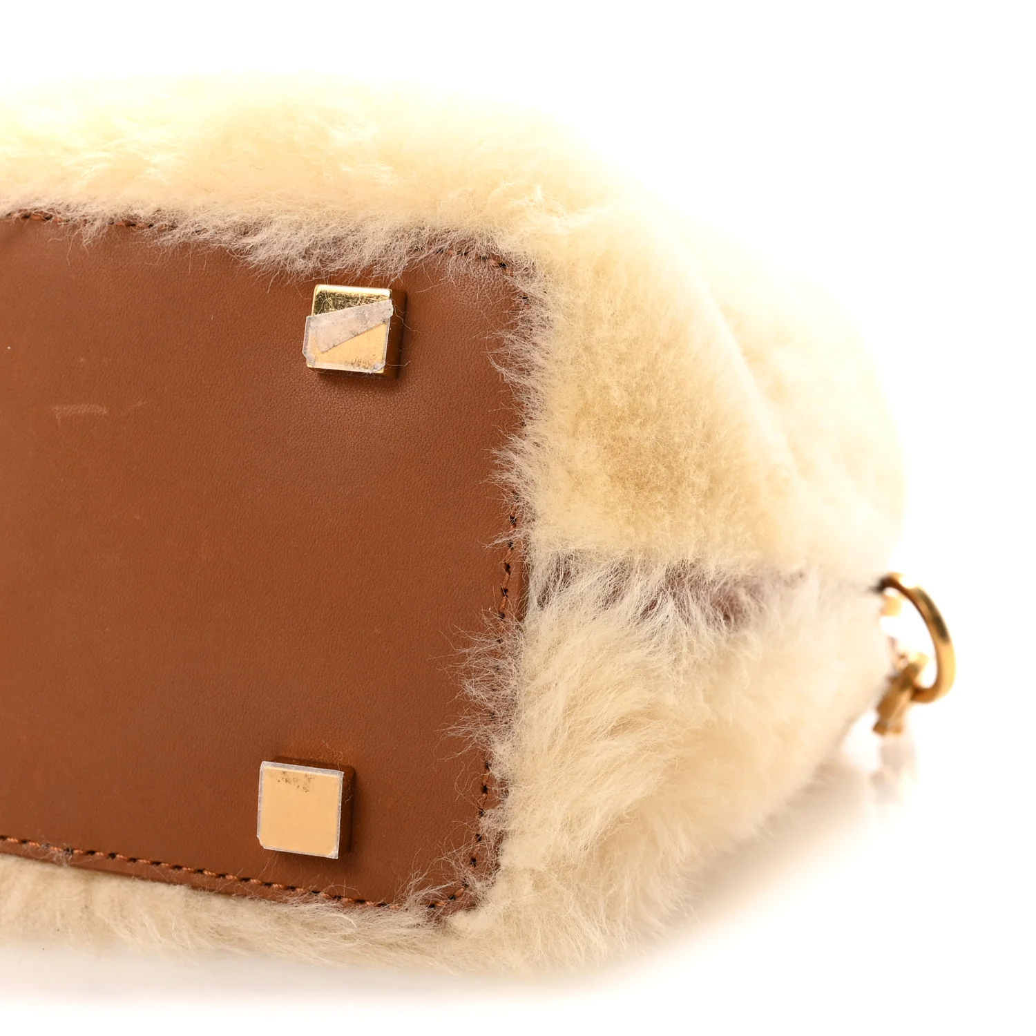 Shearling Le 37 Mini Bucket Bag Cream - Top Club