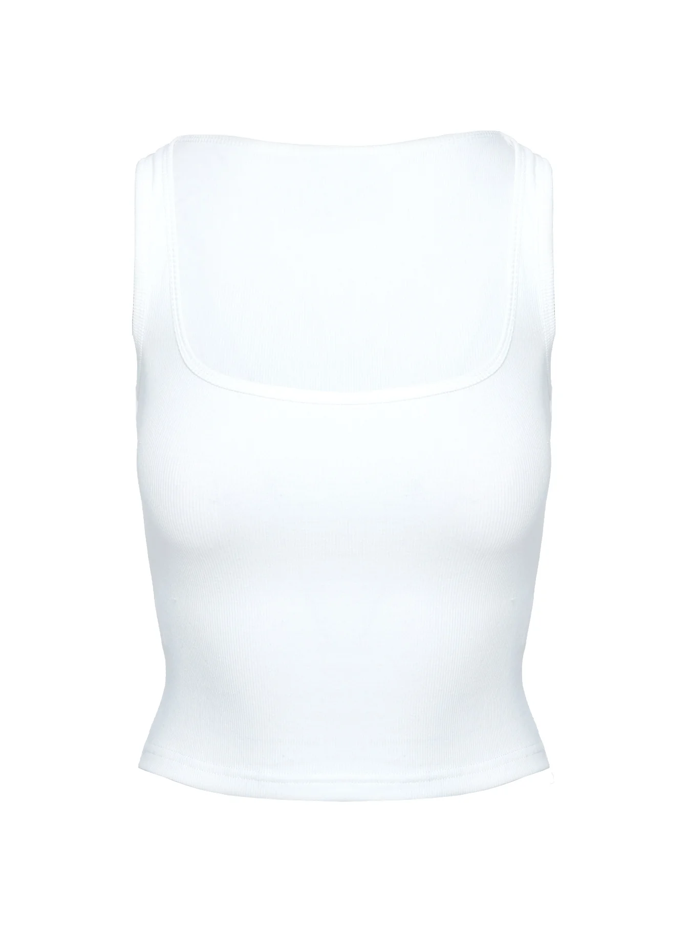 Baseline Square Neck Rib Tank Top White