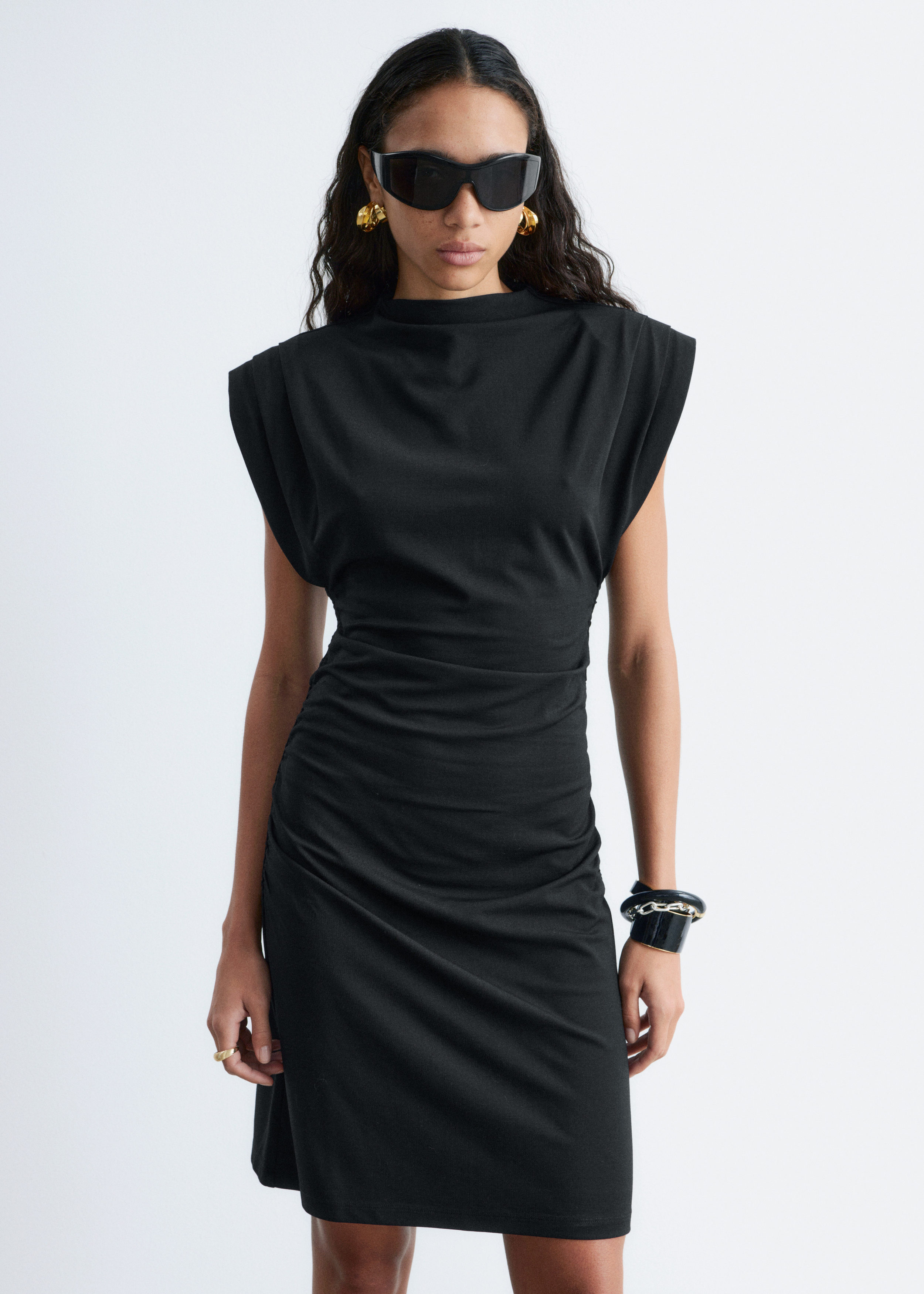 & Other Stories DRAPED JERSEY MINI DRESS