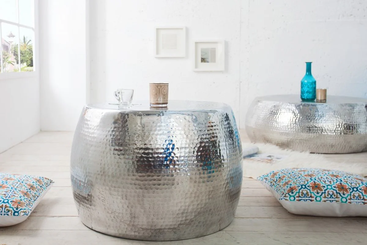 Luxury coffee table silver 60 cm aluminum - living room salon table - unique