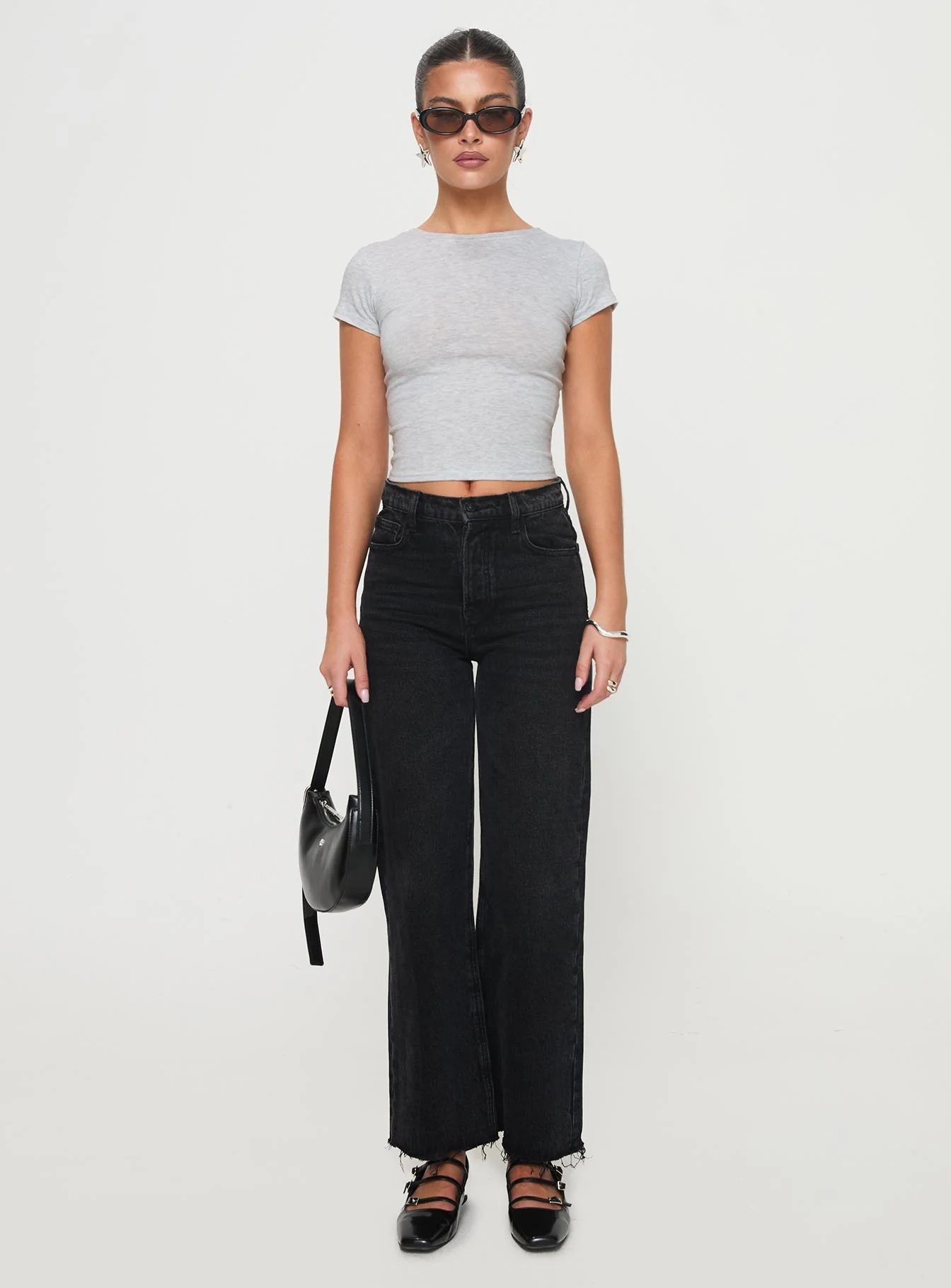 Fawcett High Rise Straight Leg Jeans Washed Black