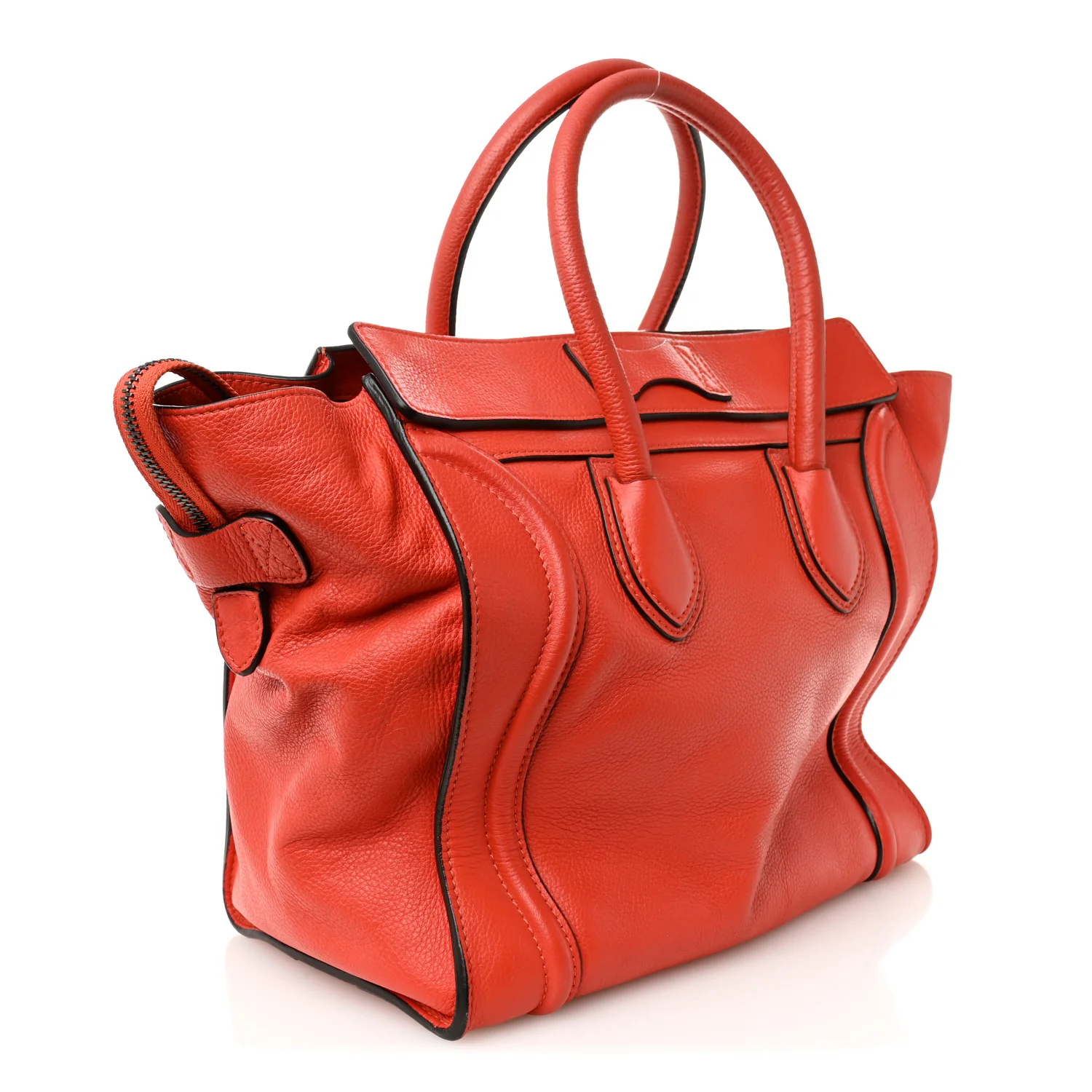 Drummed Calfskin Mini Luggage Coquelicot - Top Club