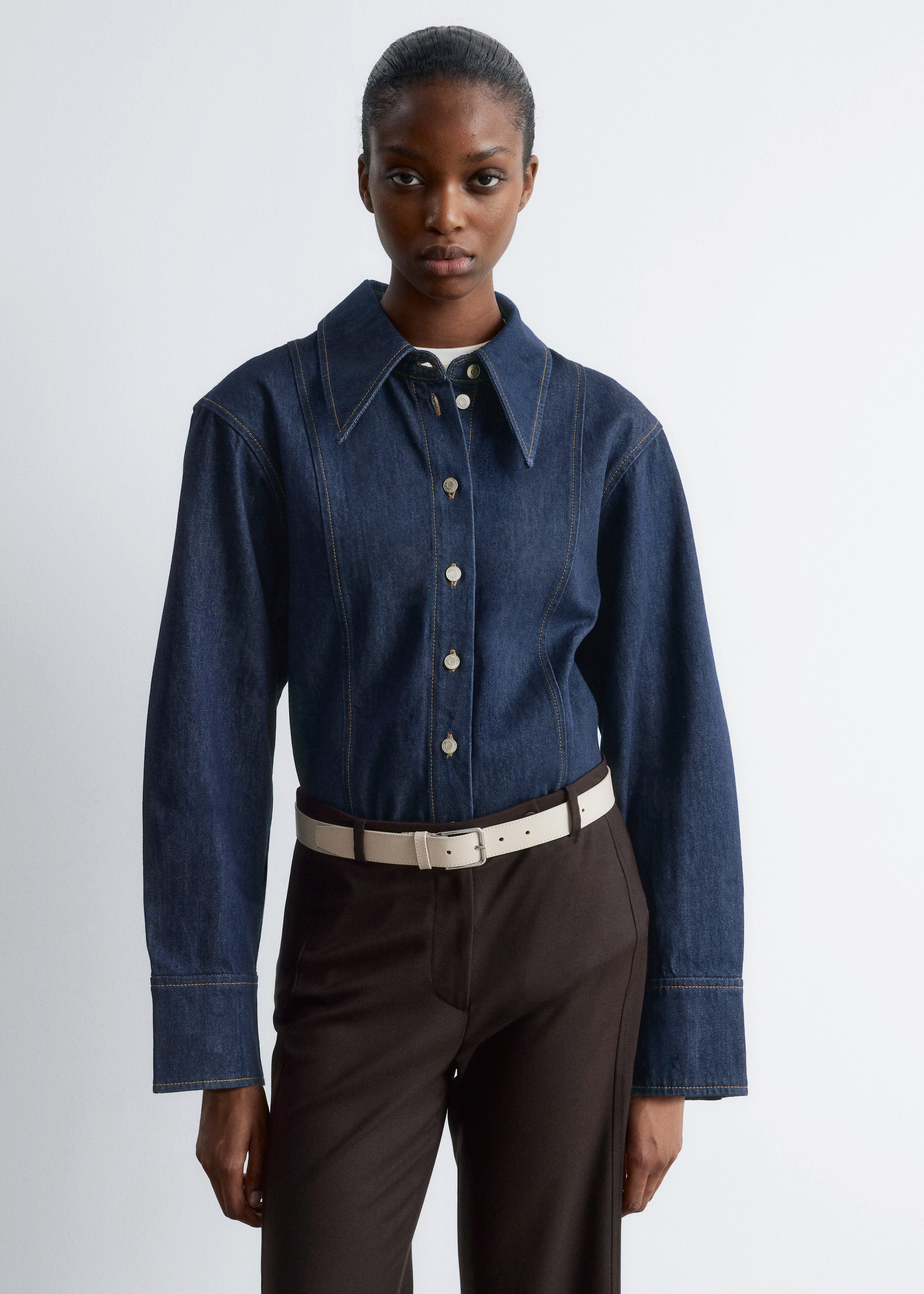 & Other Stories TOPSTITCHED DENIM SHIRT
