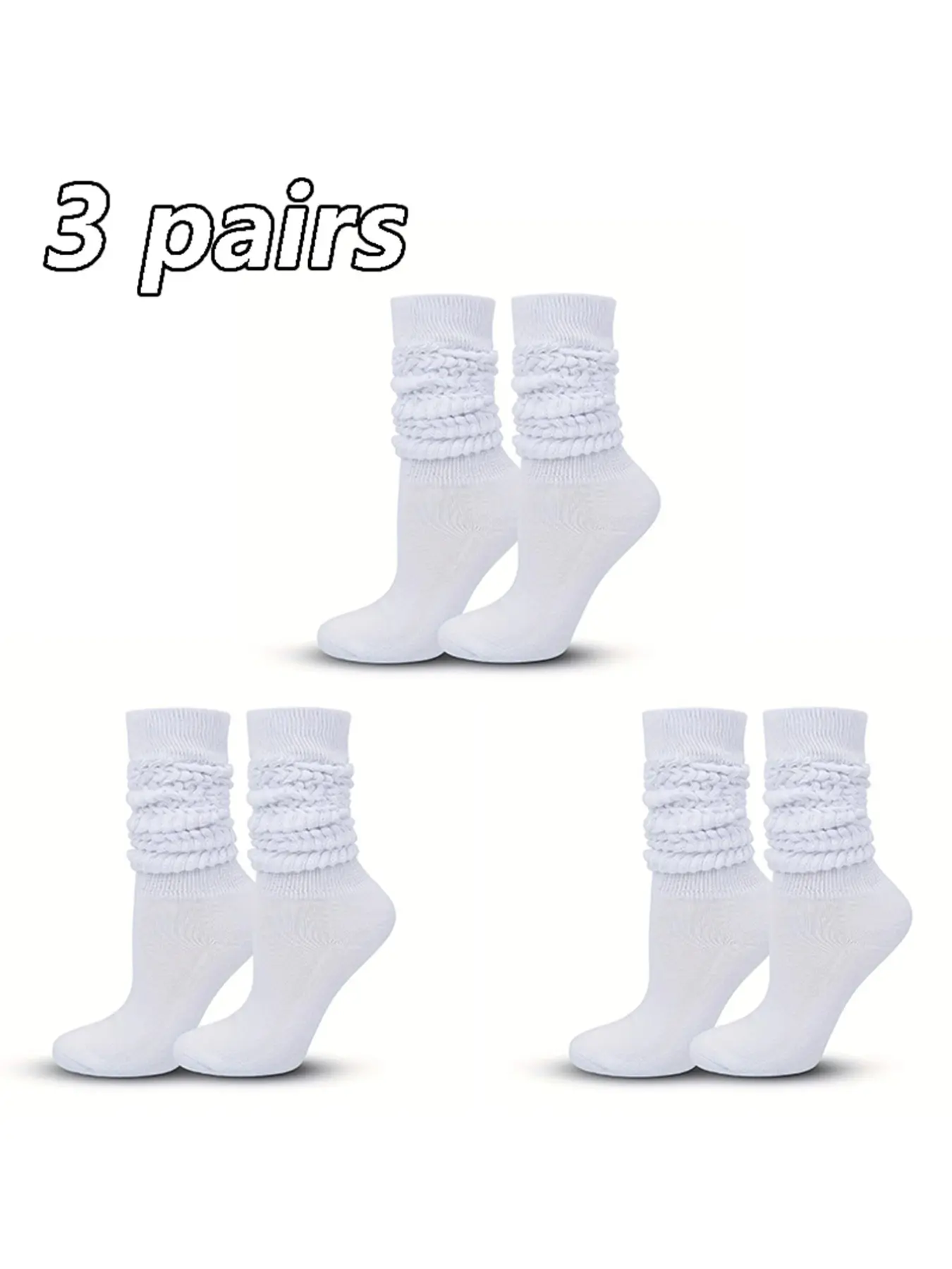 3 Pairs Solid Color Versatile Casual Socks, Comfort Layered Design Daily Wear