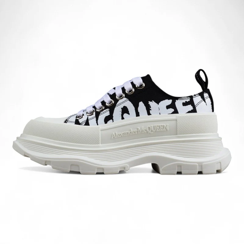 Alexander McQueen Tread Slick Low Lace-Up – Canvas Graffiti Black/White - Sneaker Replica Workshop
