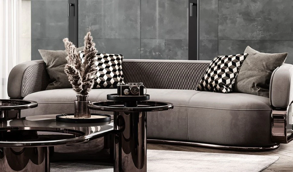 Luxury sofa gray / bronze 280 x 110 x H. 70 cm - Curved living room sofa - Hotel sofa - Living room furniture - Living room furniture - Hotel furniture - Luxury furniture - Luxury furniture