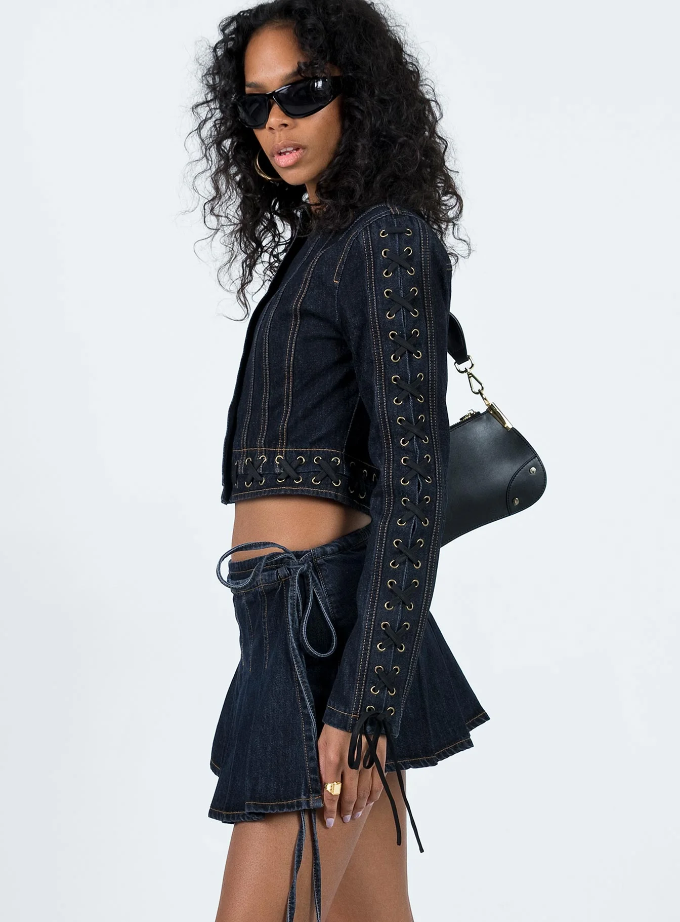 Camelia Pleat Mini Dark Denim