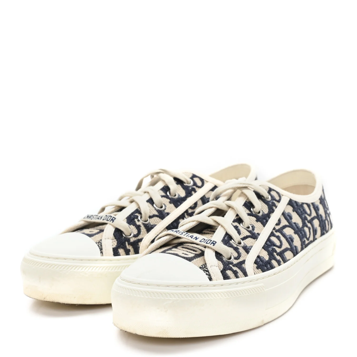 Canvas Oblique Walk'N'Dior Low Top Sneakers 38 Deep Blue - Top Club