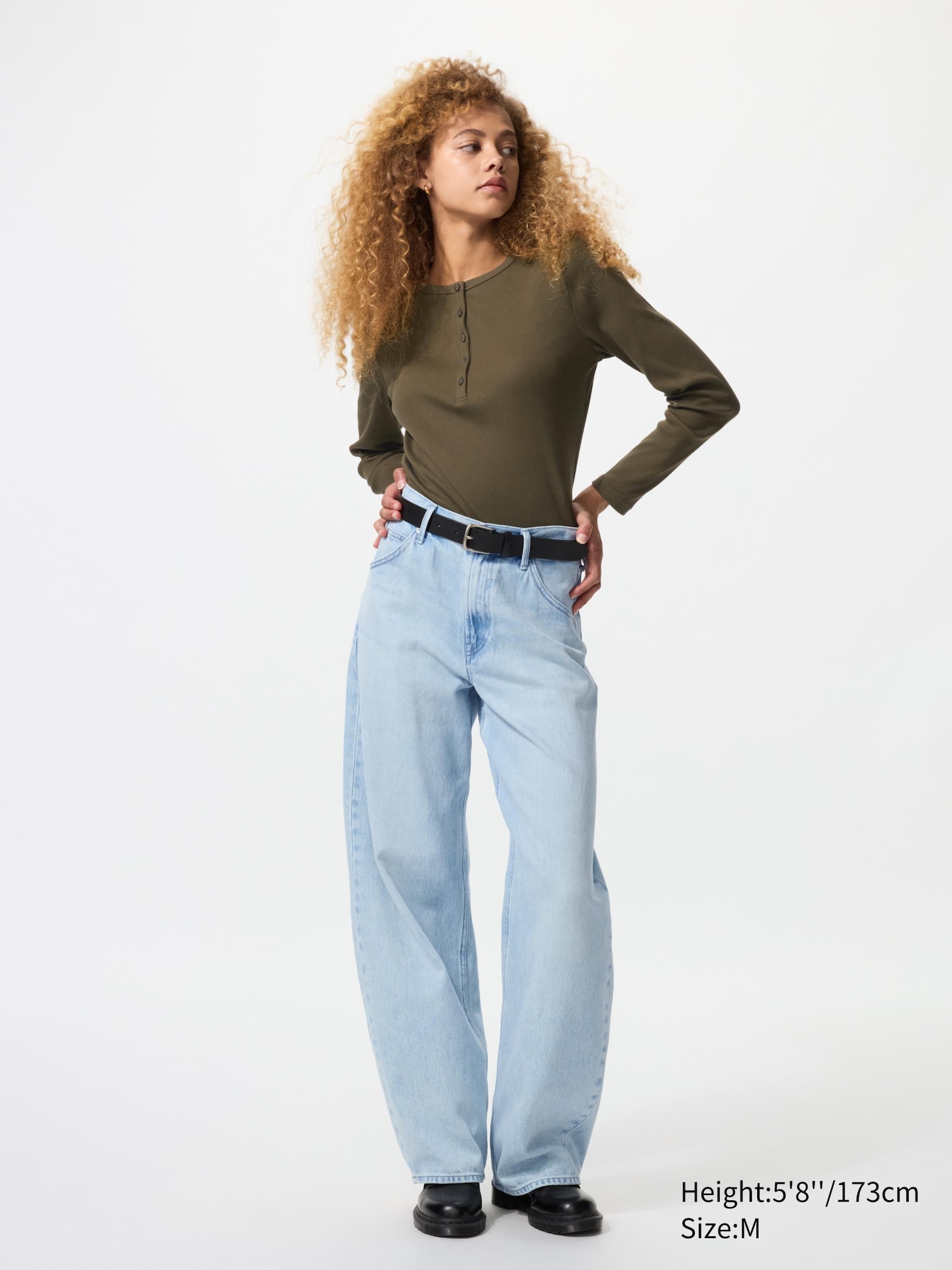 Ribbed Henley Neck Long Sleeve T-Shirt