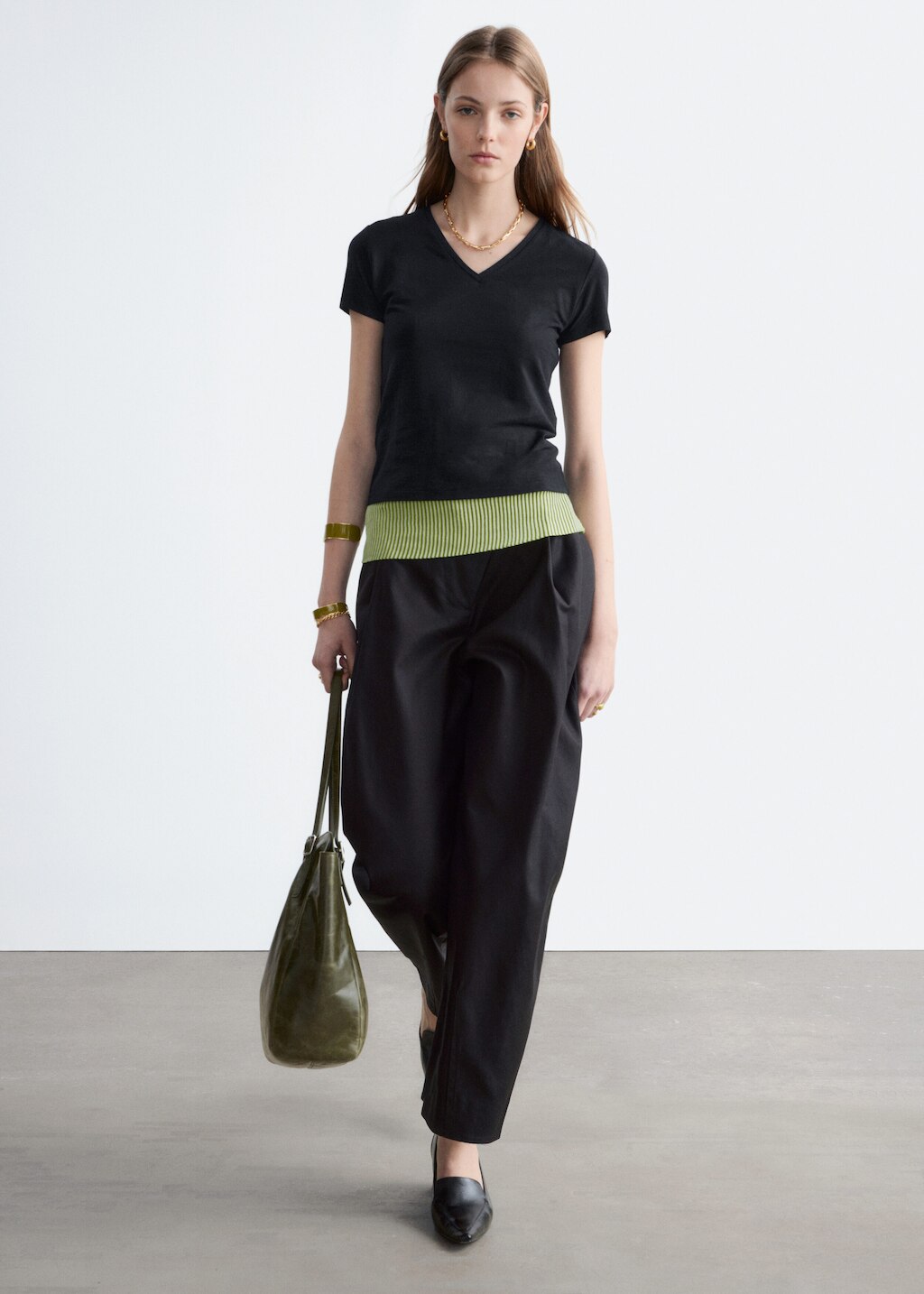 & Other Stories COTTON V-NECK T-SHIRT