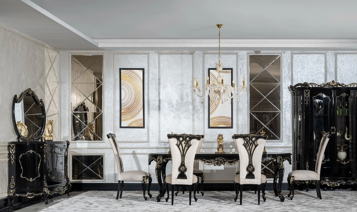 Luxury baroque dining table black / gold - magnificent baroque style kitchen table - luxury dining room furniture in baroque style - baroque dining room furniture - baroque furnishings