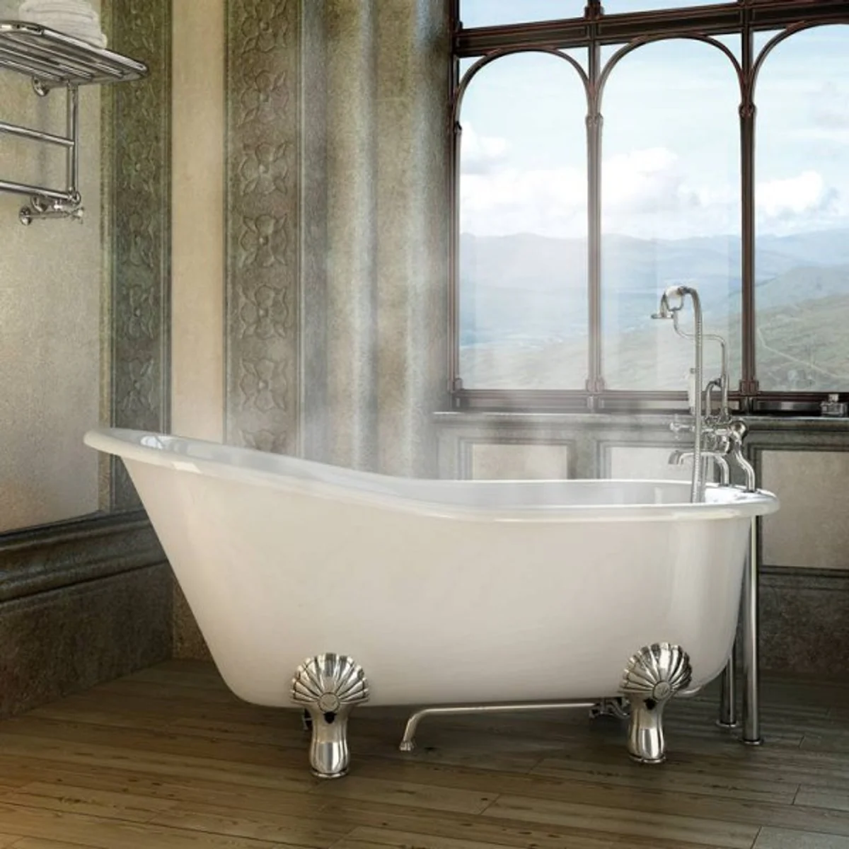 Art Nouveau bathtub natural stone freestanding 1700mm BHan white - freestanding retro baroque antique bathtub