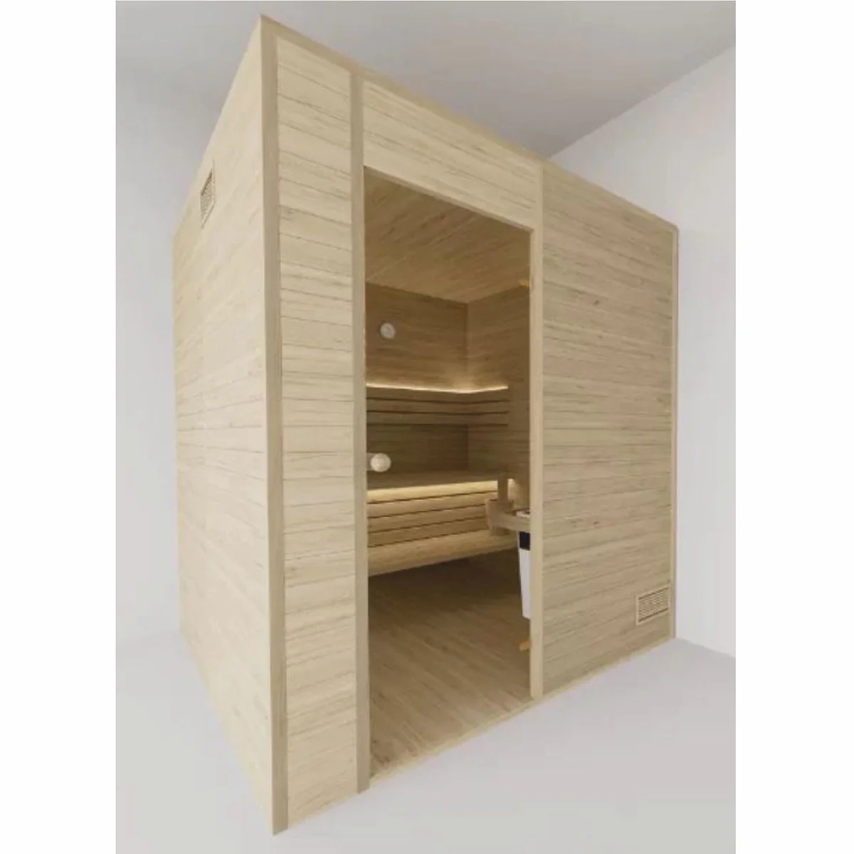 Luxury 6 person indoor sauna natural colors 200 x 200 x H. 190 cm