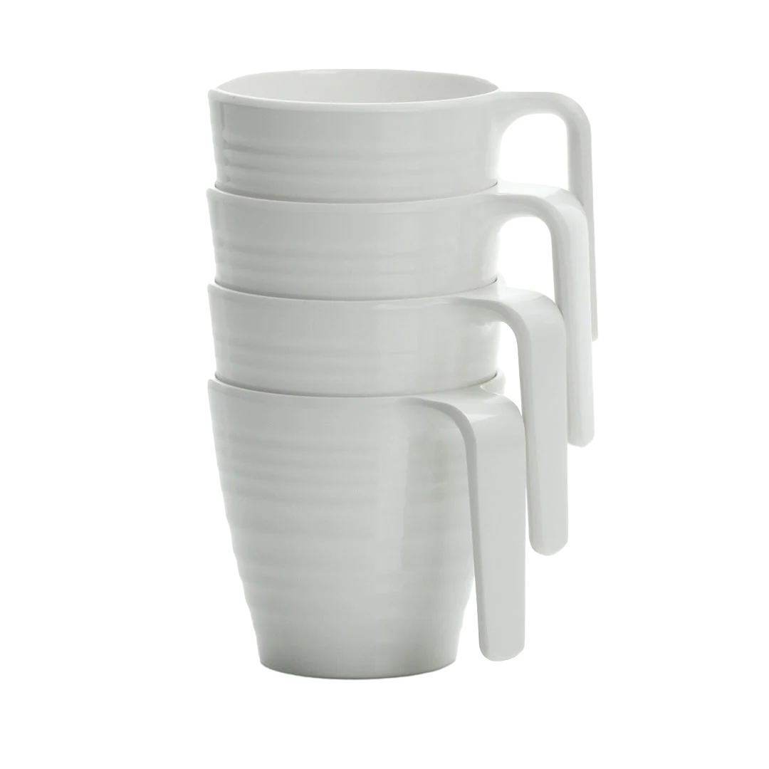 Mok soft white melamine - set van 4