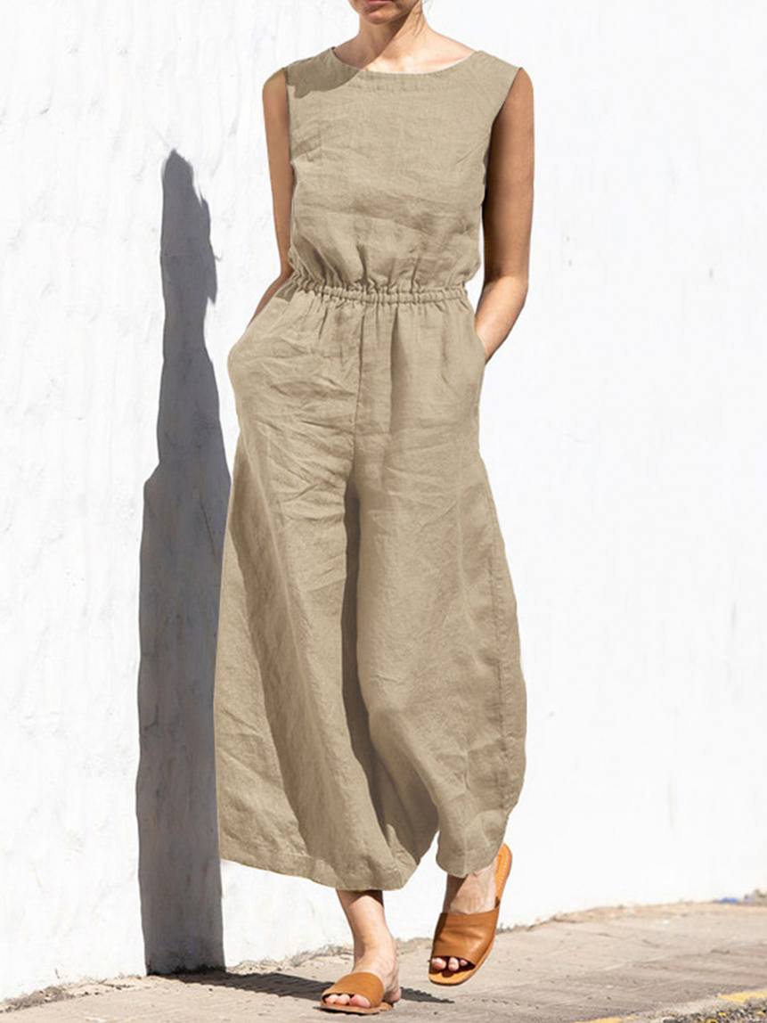 Women's Solid Color Loose Elegant Casual Sleeveless Jumpsuit - Nordfashionstorm - Women's Clothing, Fashion for You - Nordfashionstorm.com