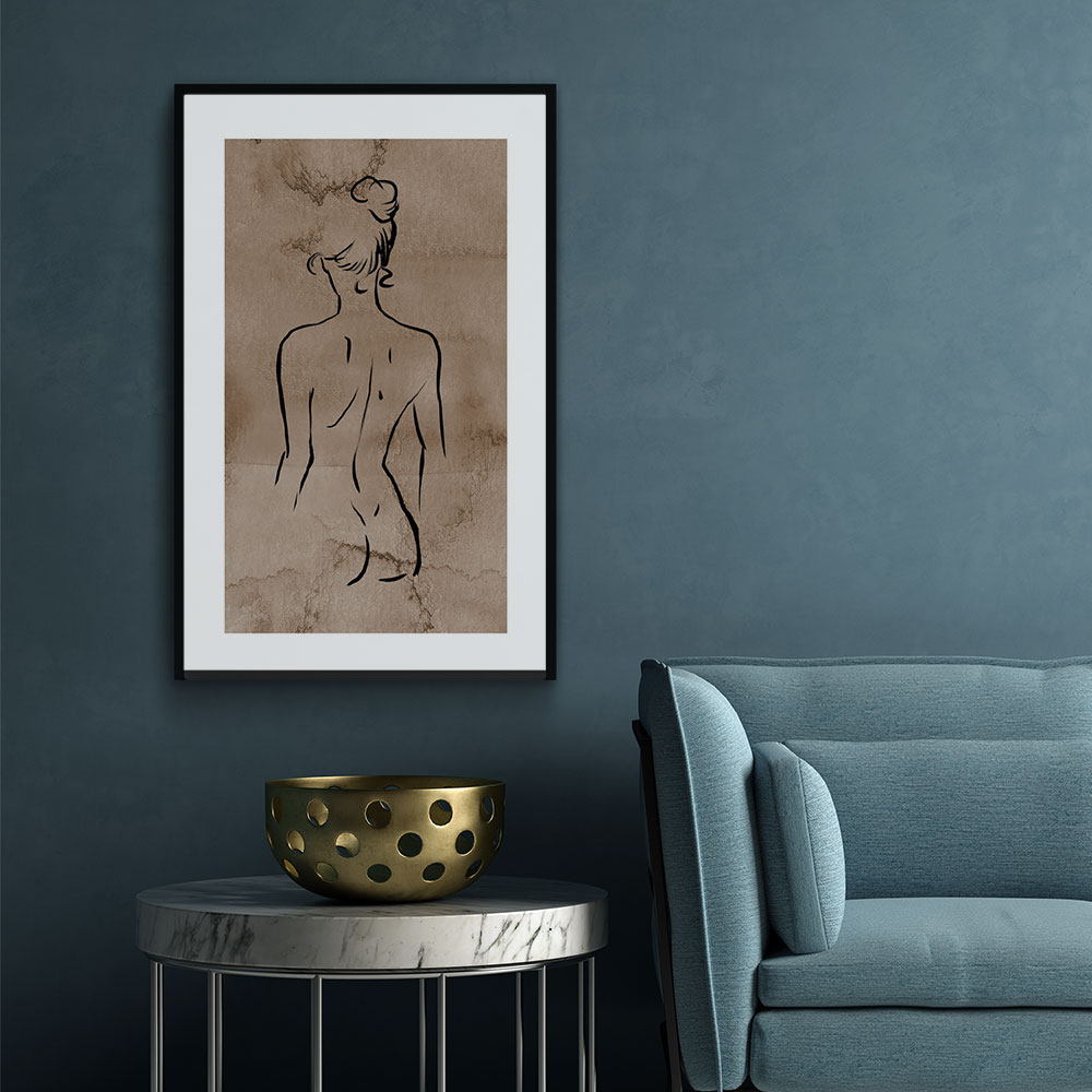 Walljar poster ingelijst - Back Line Art Poster ingelijst - 70 x 100 cm