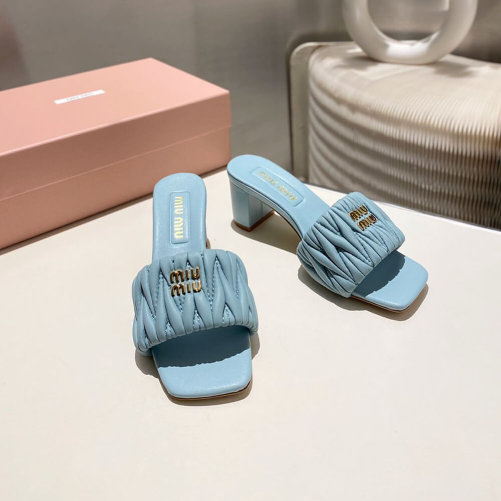 MiuMiu Matelass?? nappa leather slides - Top Club